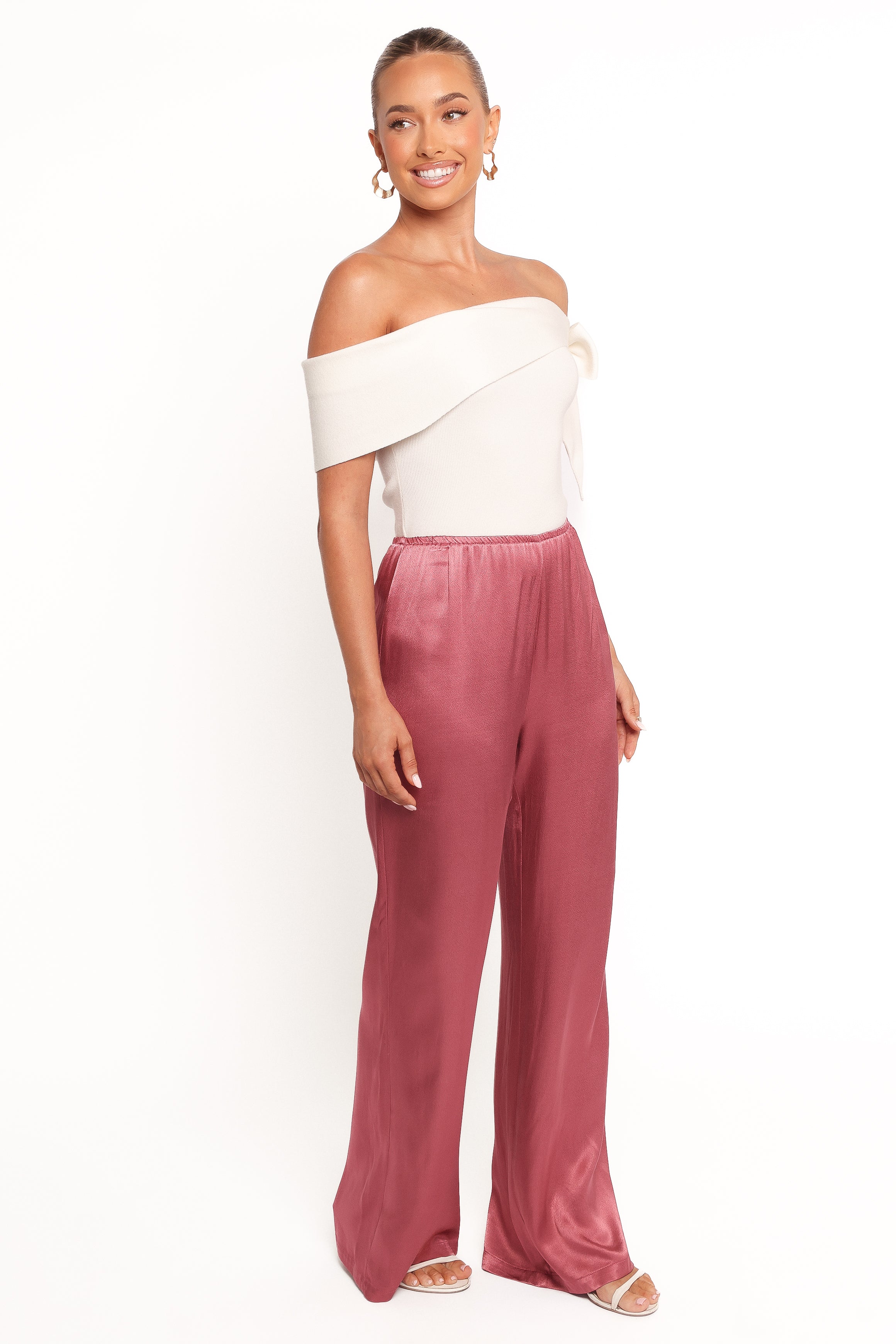 Carissa Satin Pants - Dusty Rose