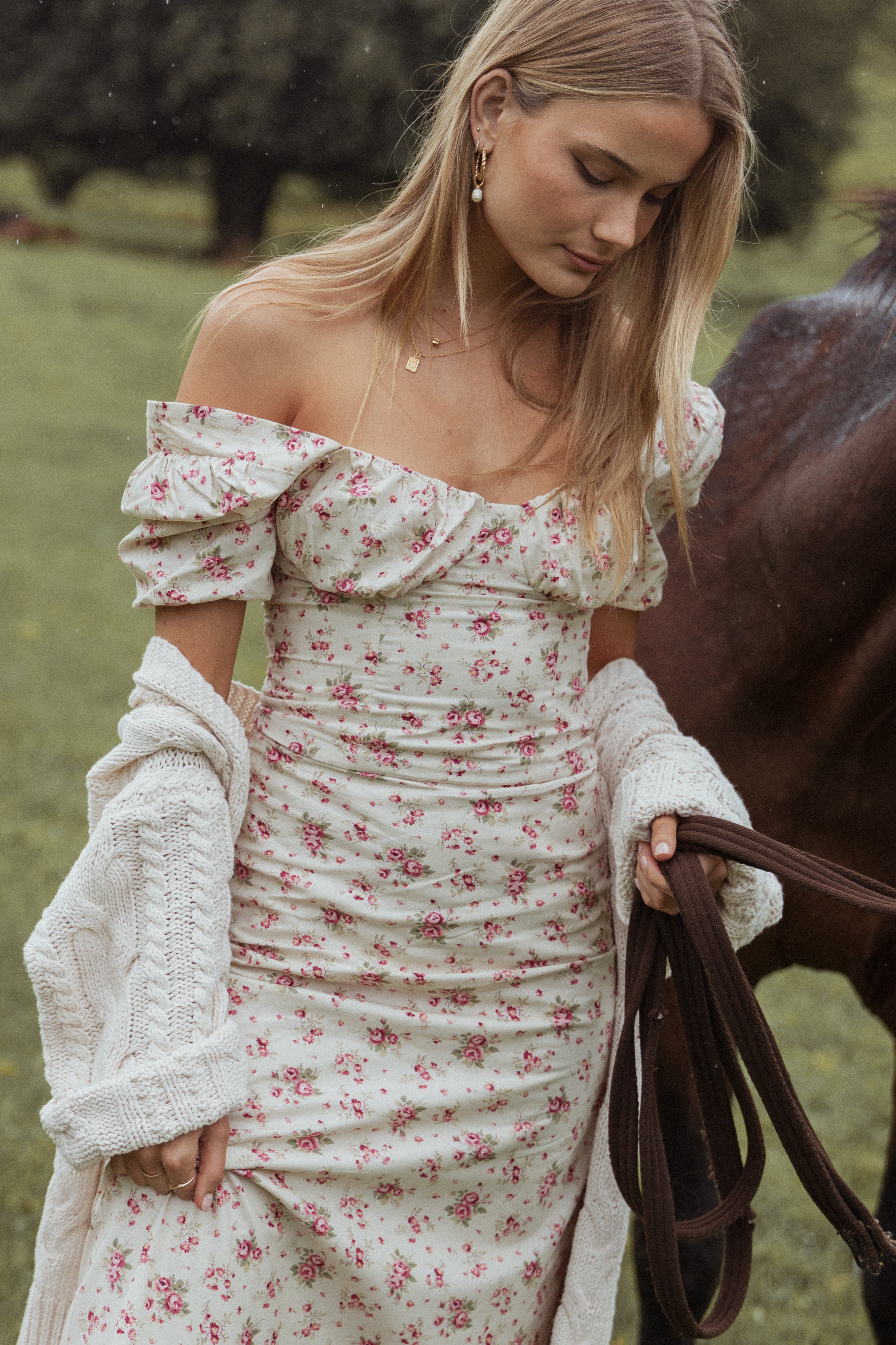 Annly Corset Top - Red Floral