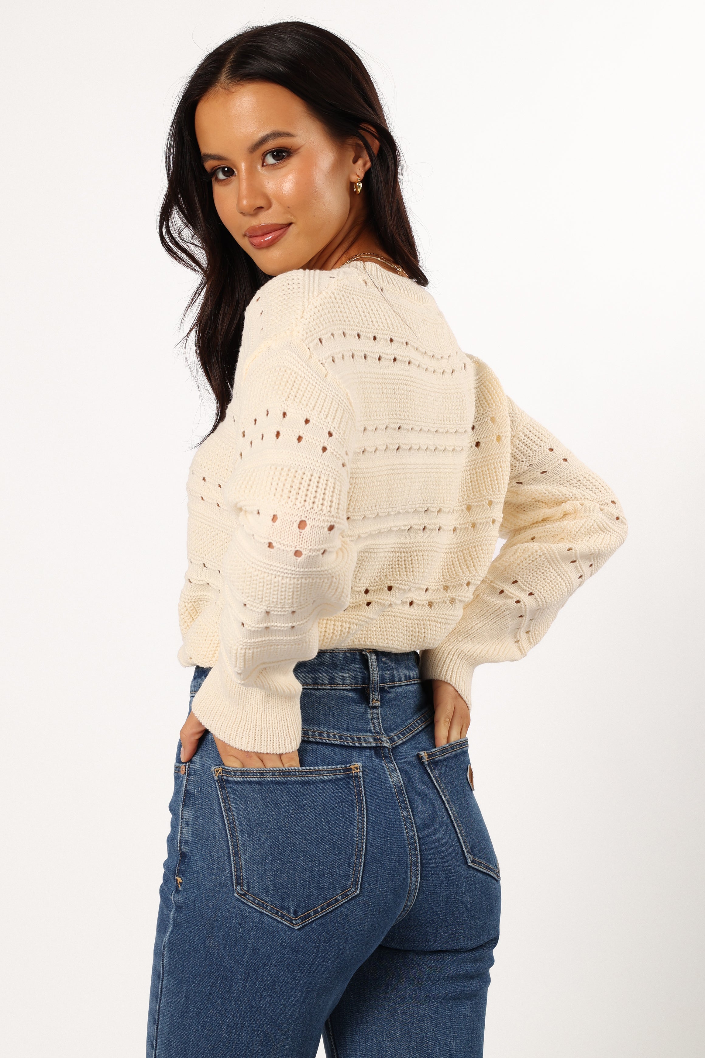 Watton Stripe Knit Sweater - Cream