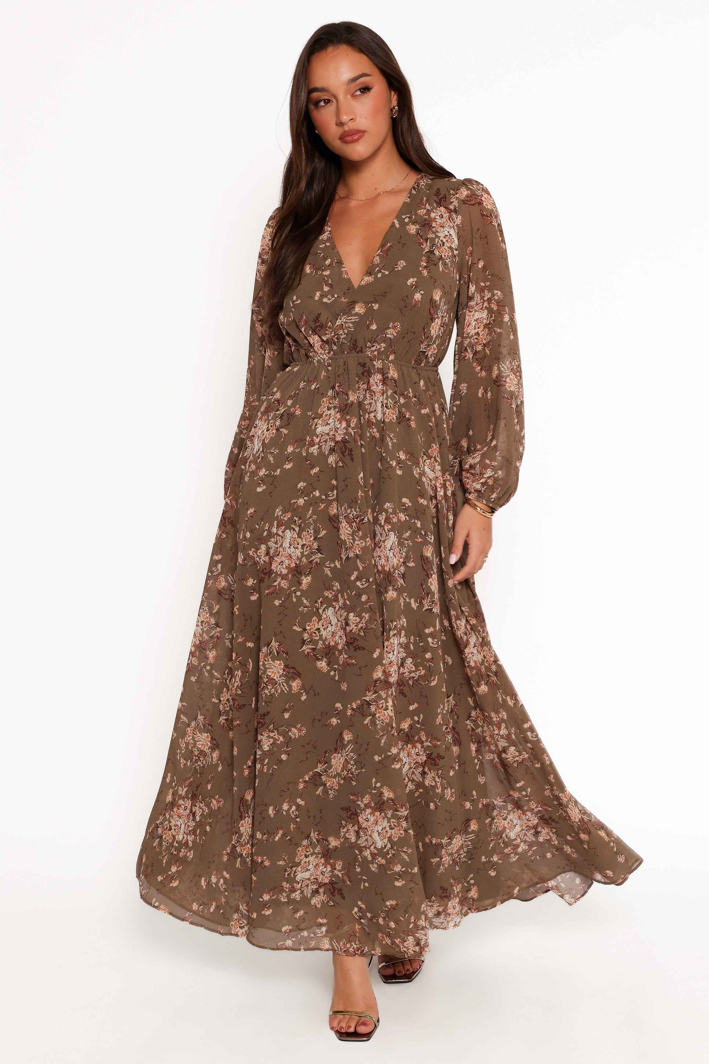 Anisa Maxi Dress - Olive Floral