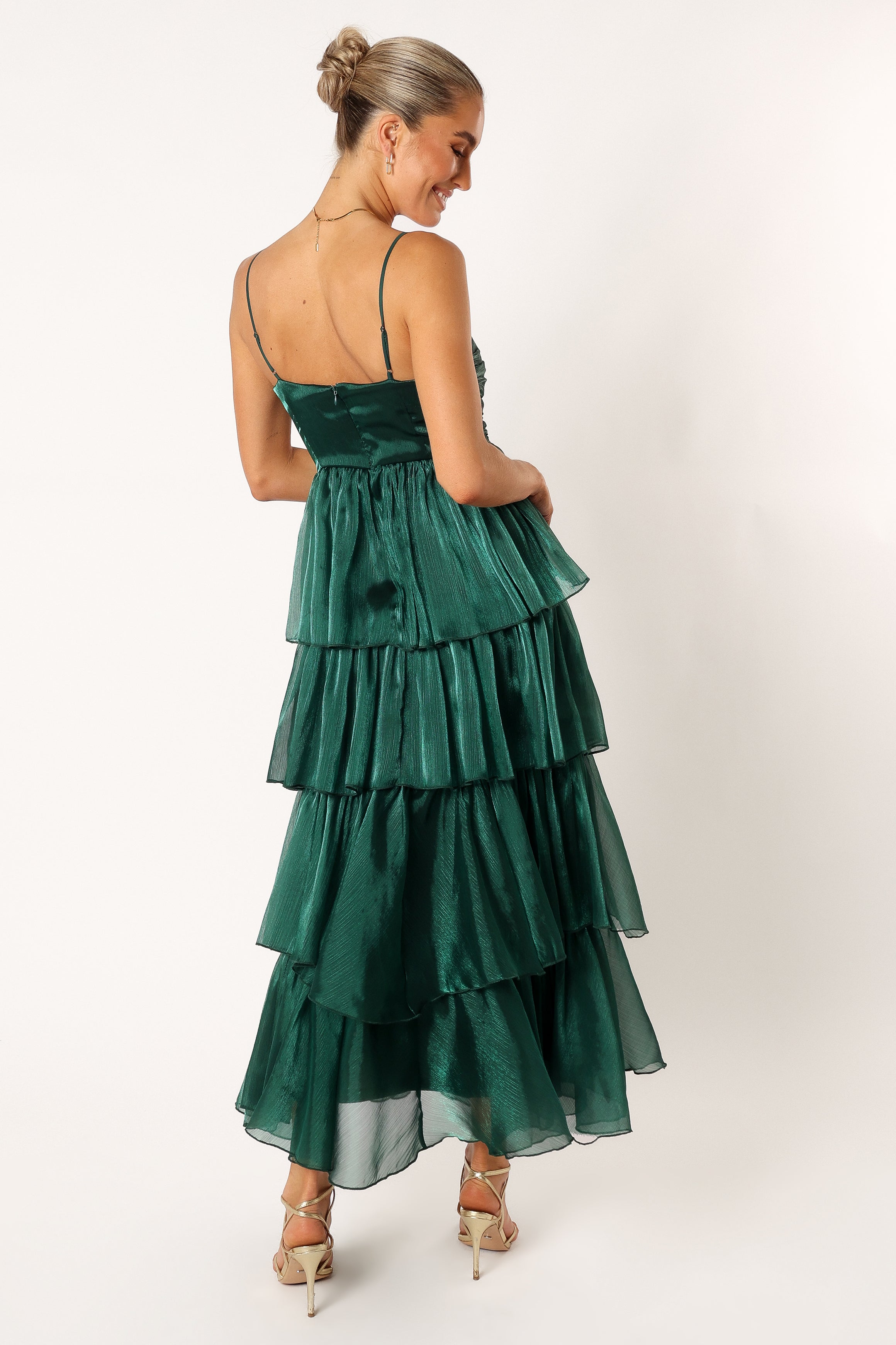 Jace Tiered Maxi Dress - Shimmer Emerald