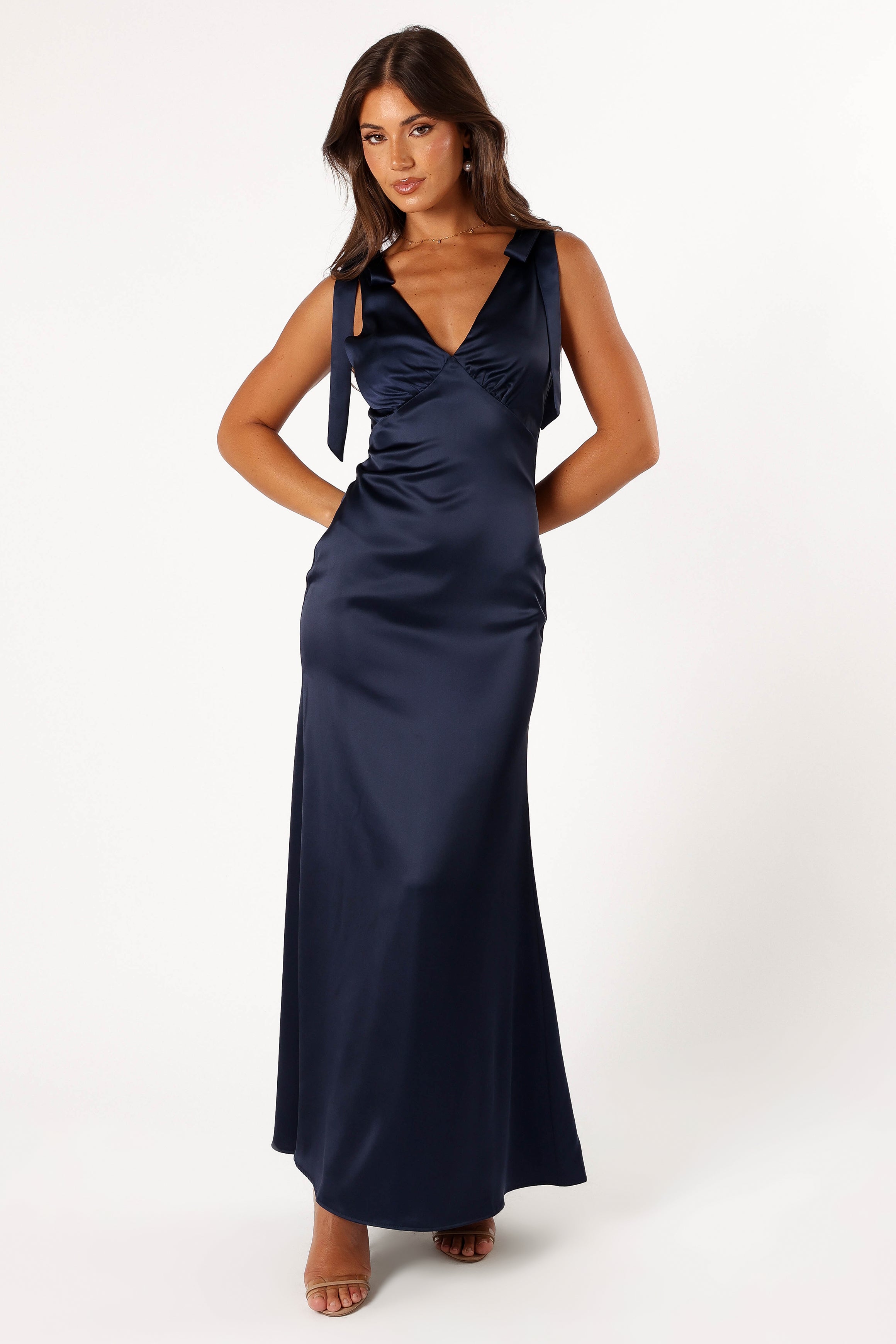 Xavier Bow Shoulder Maxi Dress - Navy