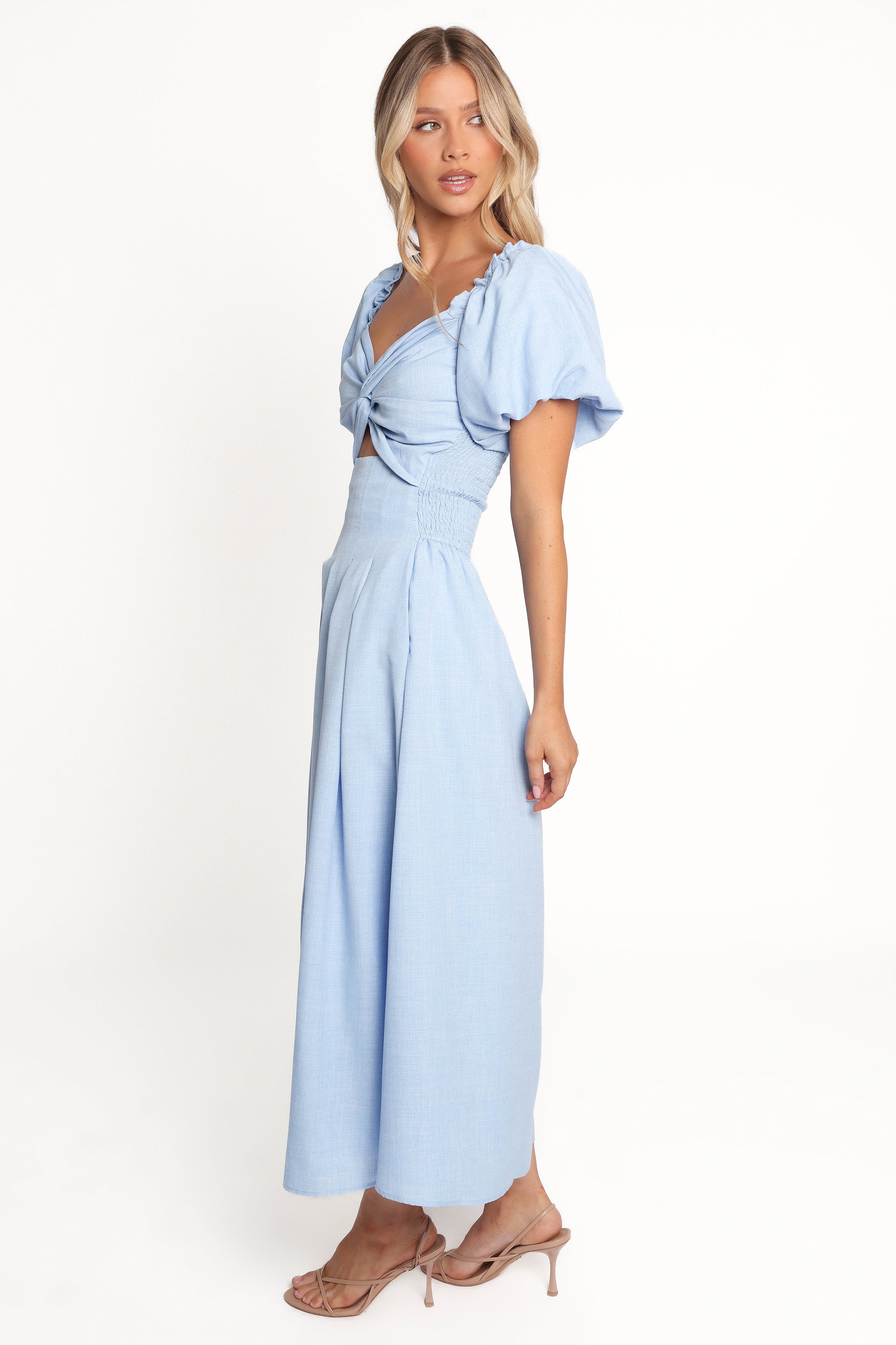 Cintra Puff Sleeve Maxi Dress - Blue