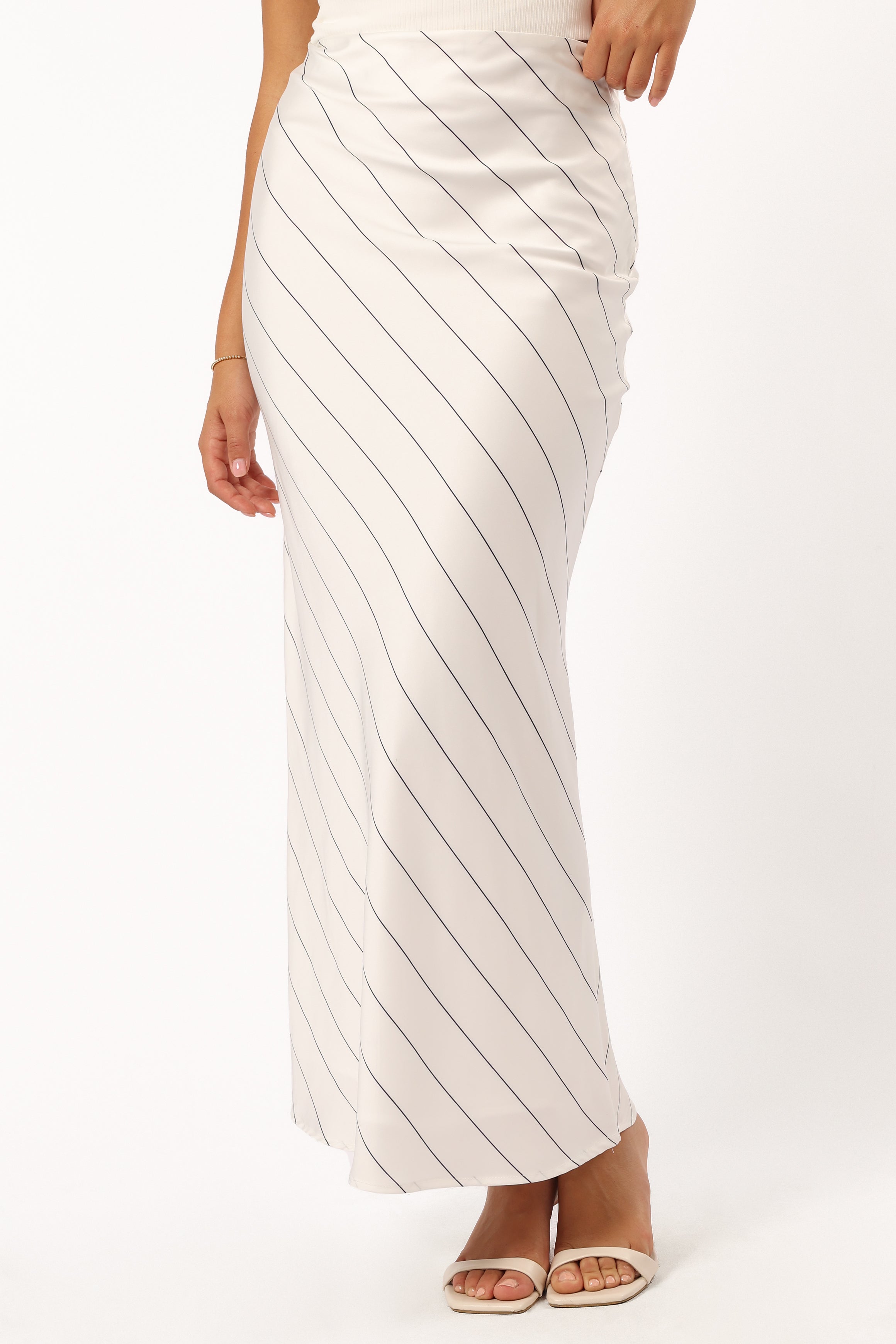 Heidi Stripe Slip Skirt - White Black Stripe