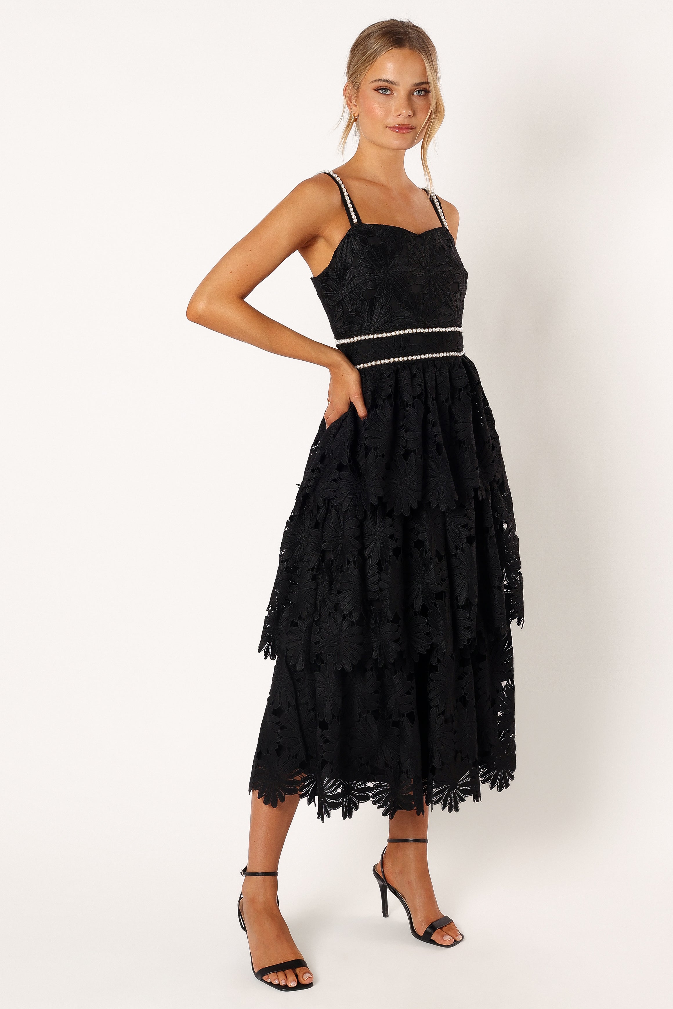 Knox Tiered Midi Dress - Black