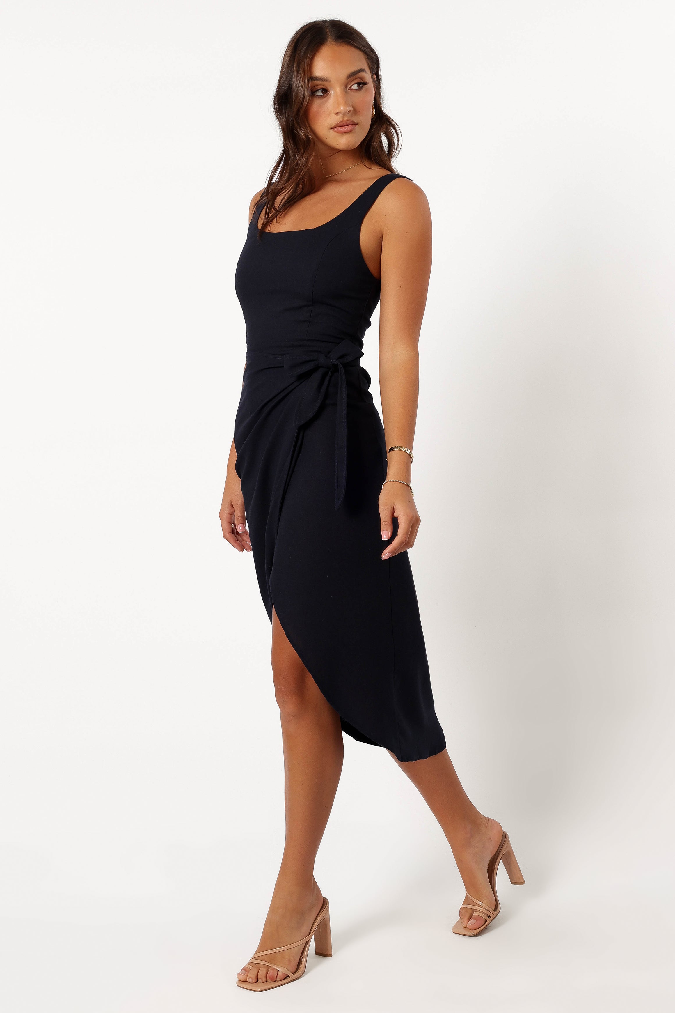 Misty Wrap Midi Dress - Navy