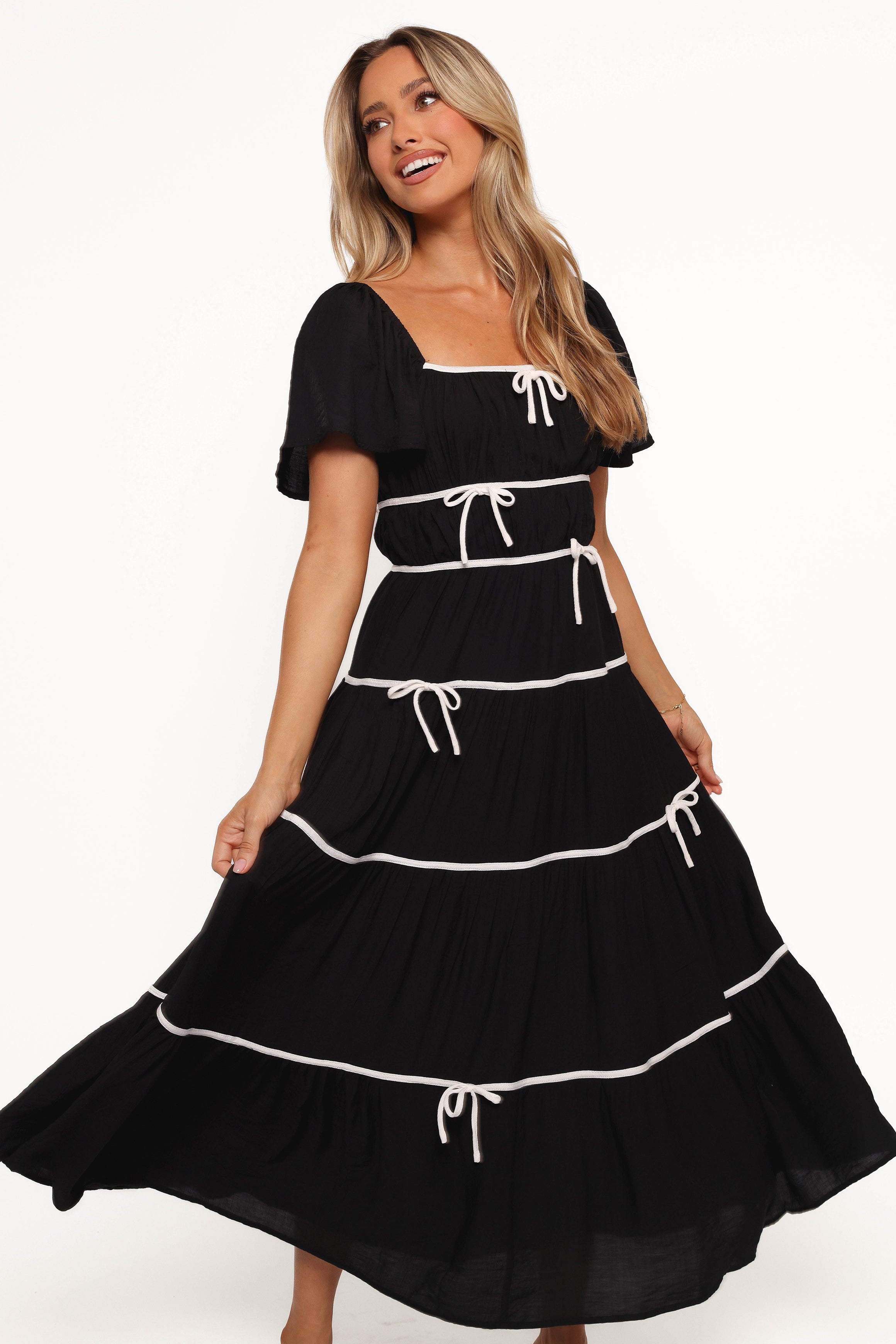 Harvey Maxi Bow Dress - Black/White