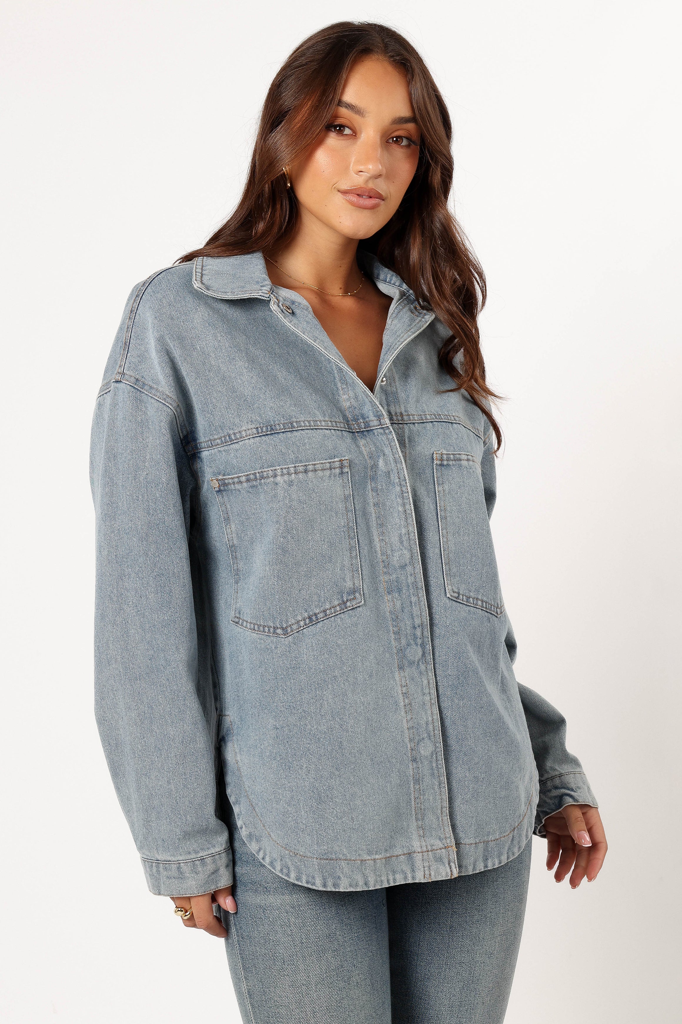 Cassie Oversized Denim Shacket - Blue