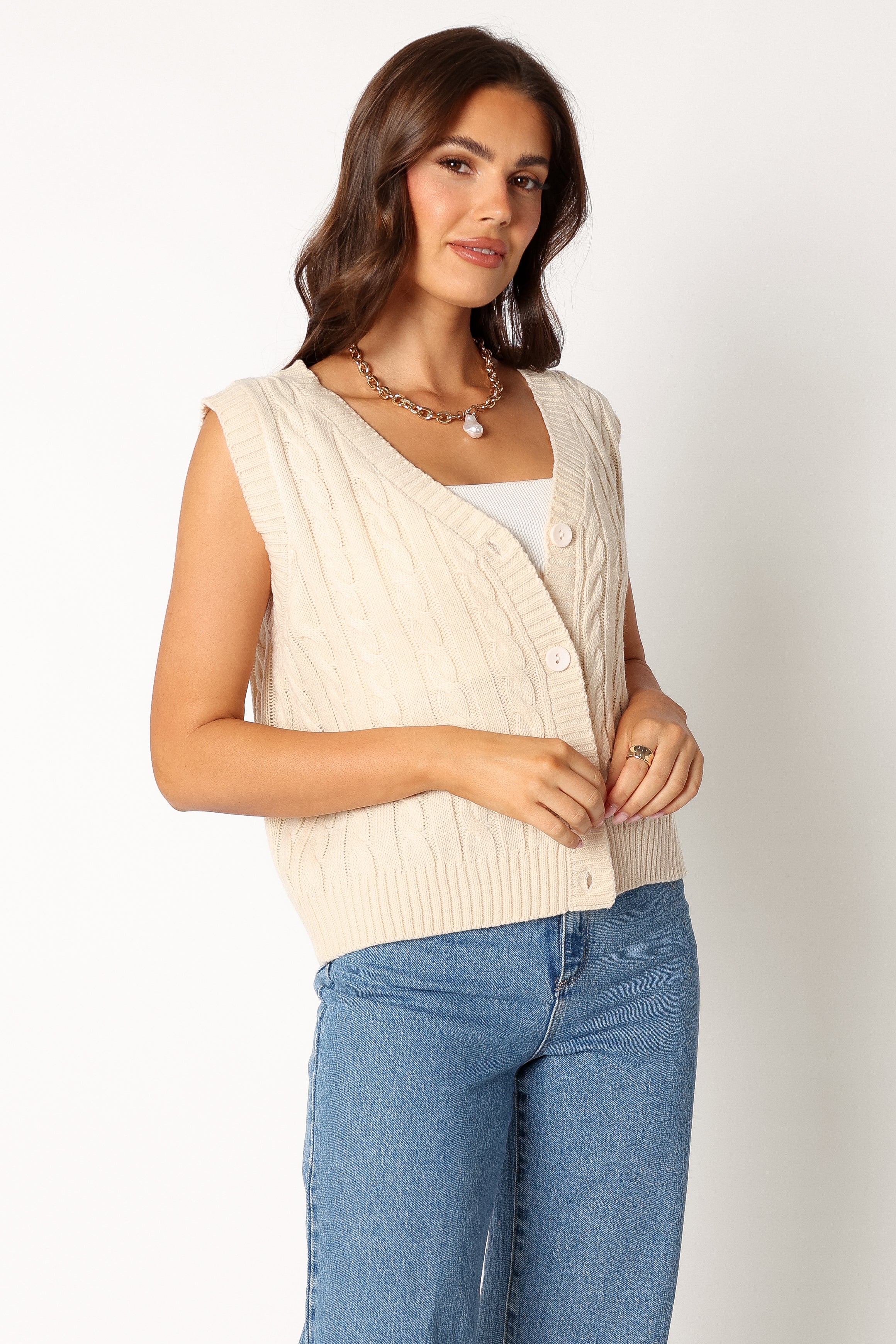 Kyle Knit Vest - Cream