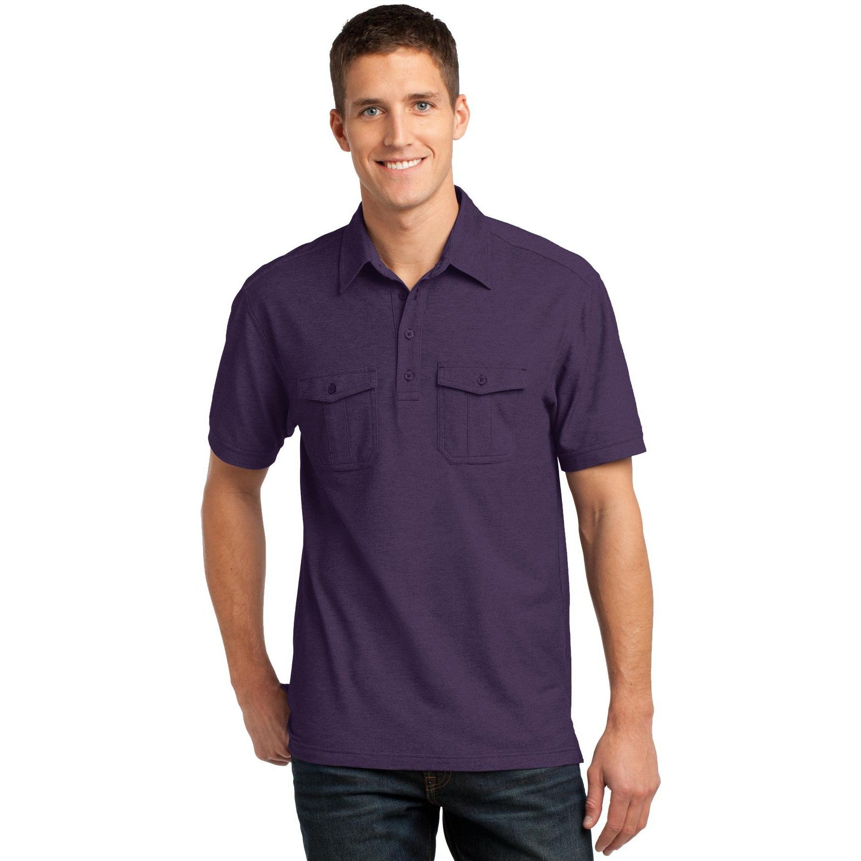 CLOSEOUT - Port Authority Oxford Pique Double Pocket Polo