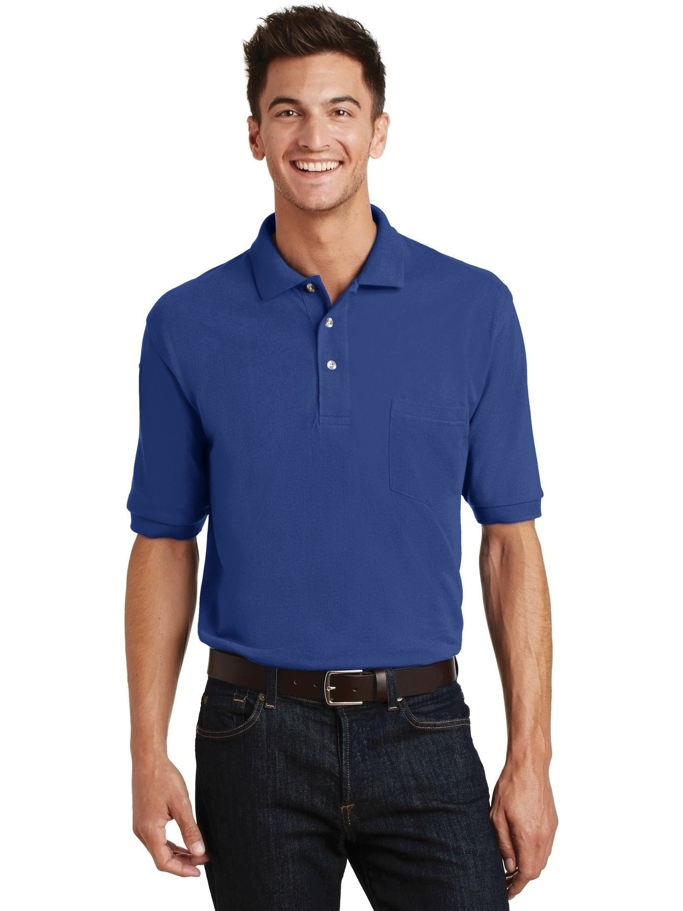 OUTLET-Port Authority Pique Knit Polo Shirt with Pocket