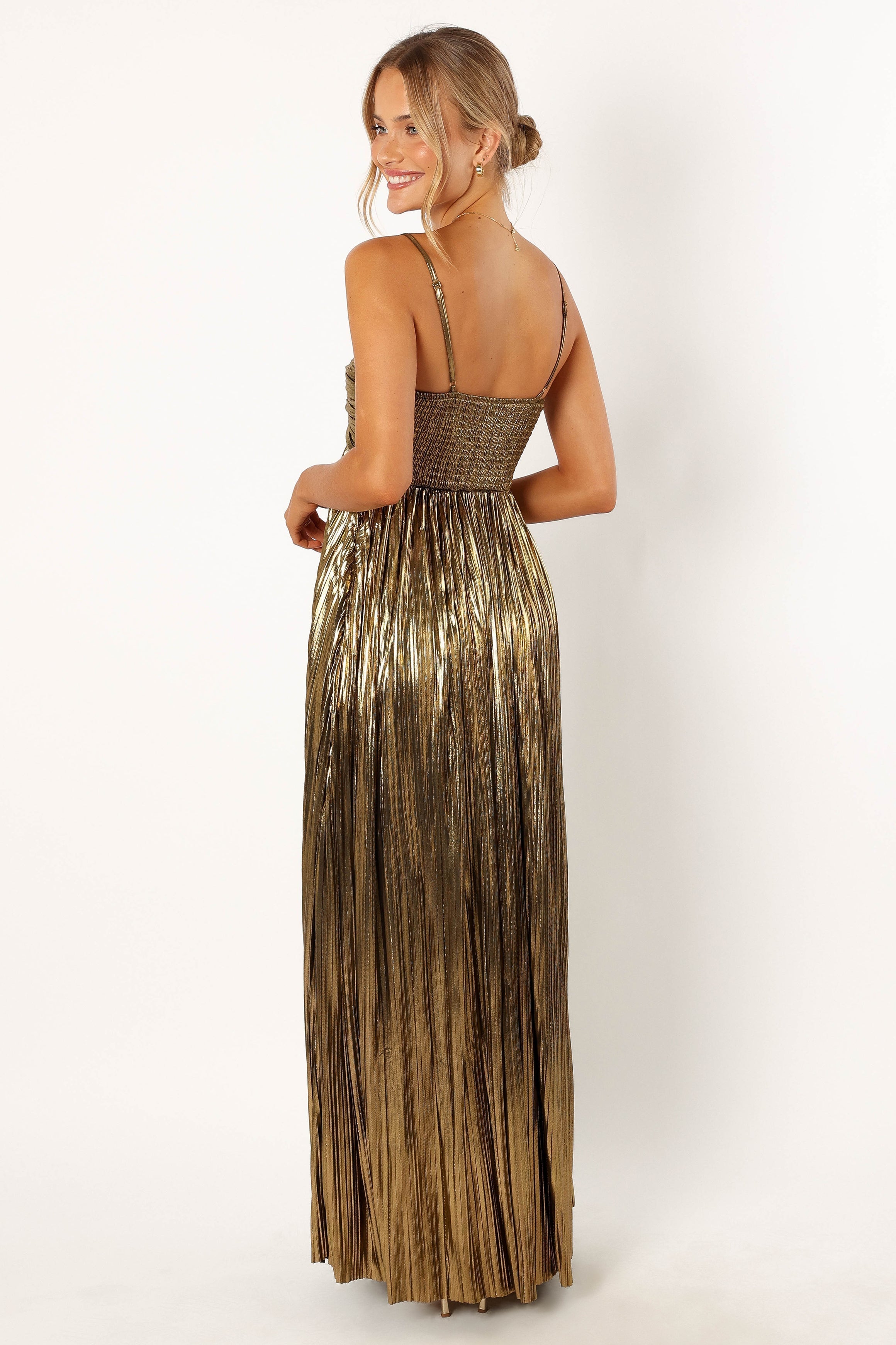 Kanthro Pleated Maxi Dress - Gold