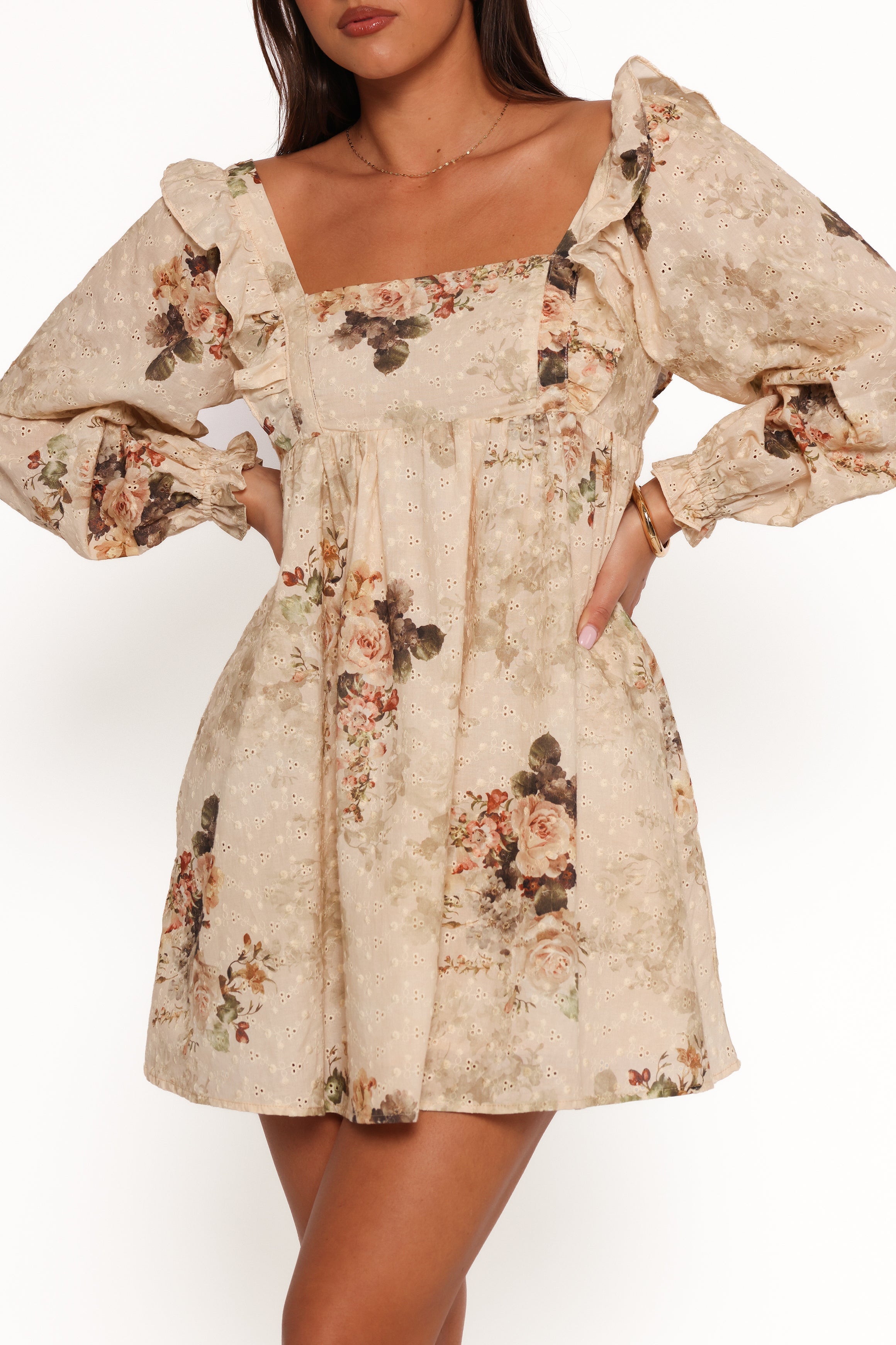 Tiarny Mini Dress - Beige Floral