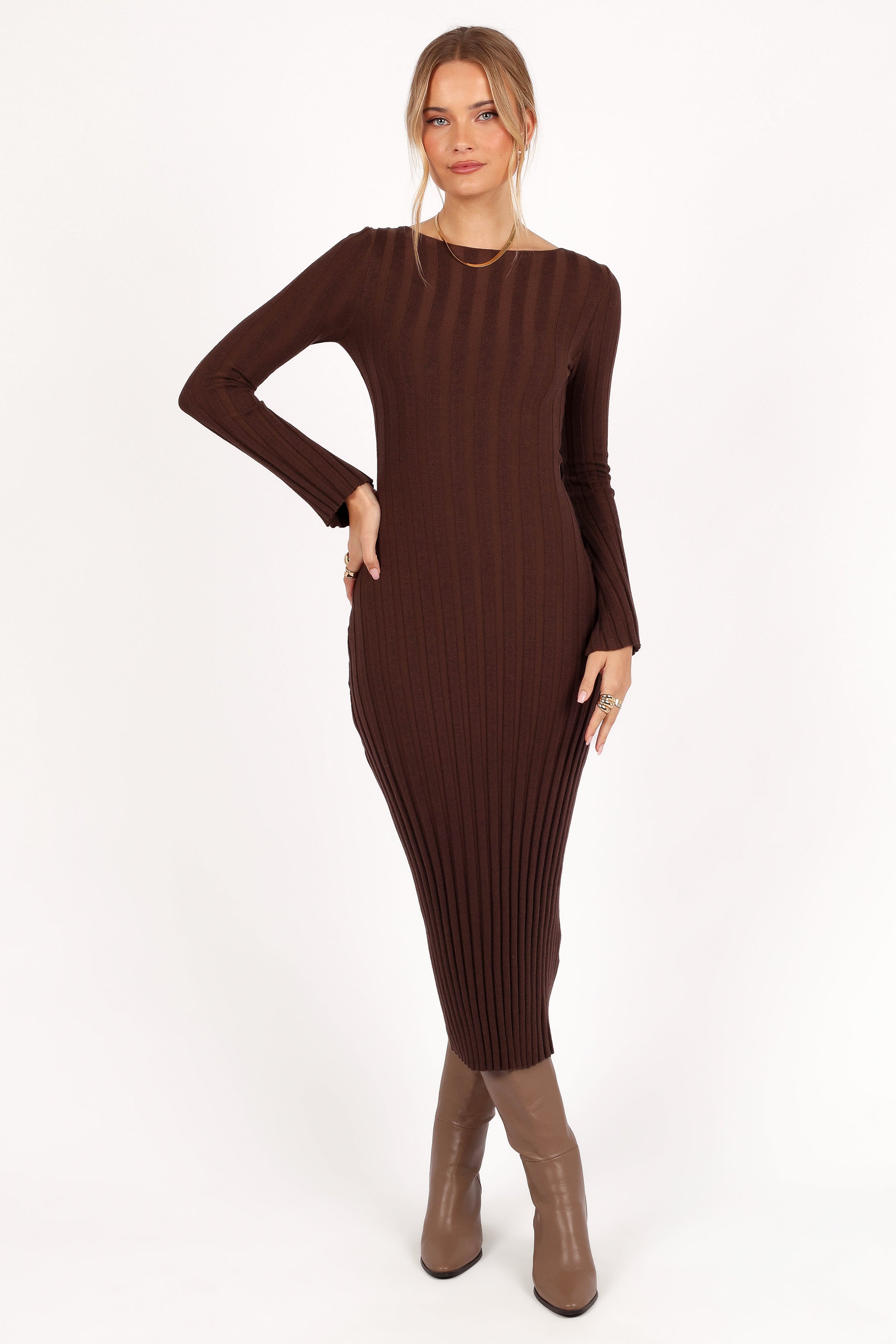 Jolene Long Sleeve Maxi Dress - Brown