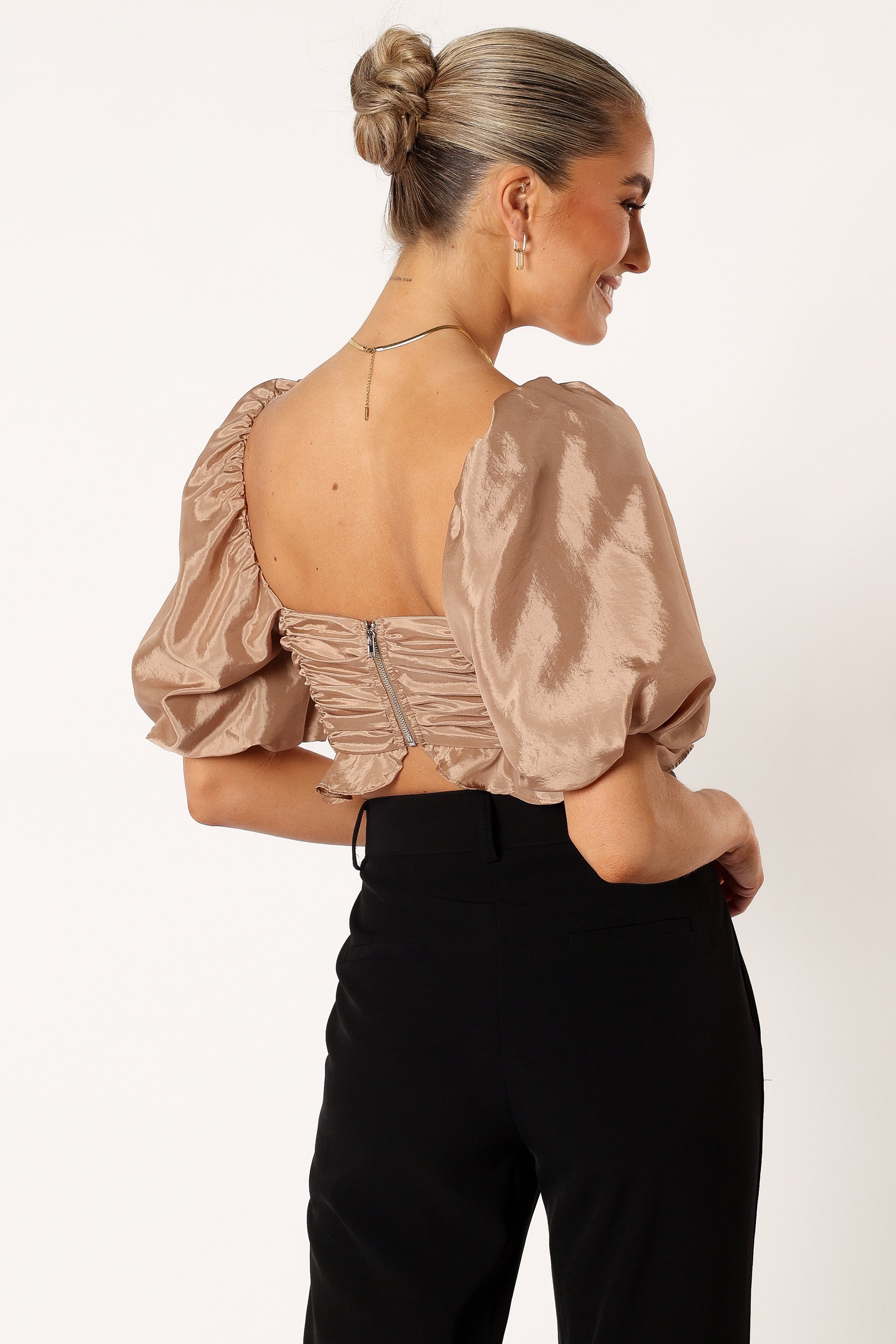 Bessie Rosette Top - Champagne