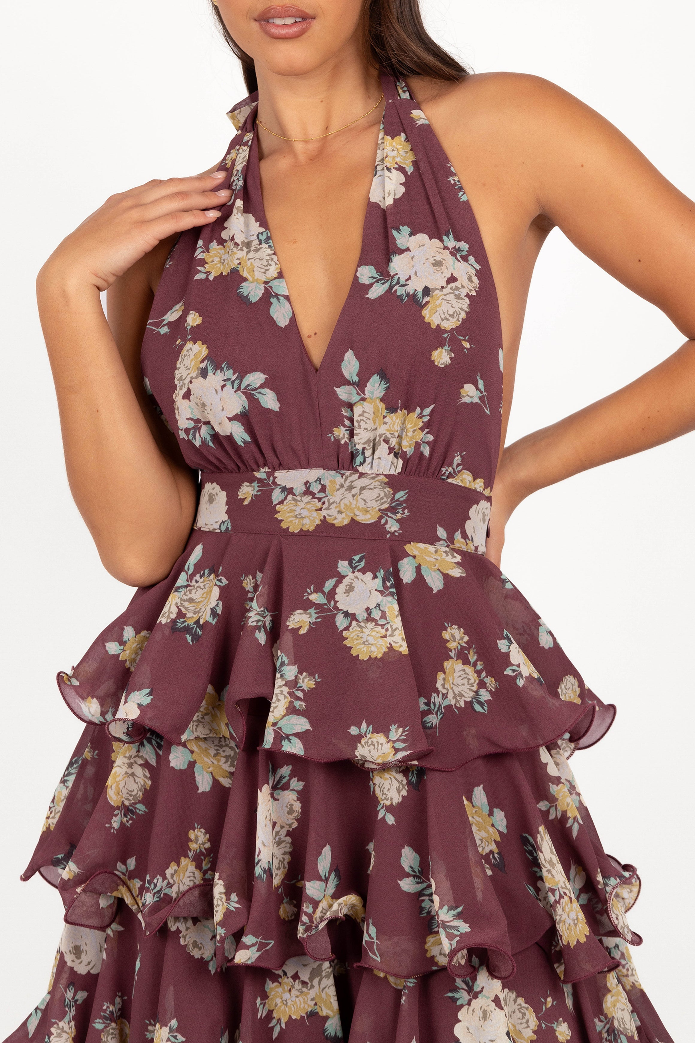 Kendall Maxi Halterneck Dress - Dark Wine