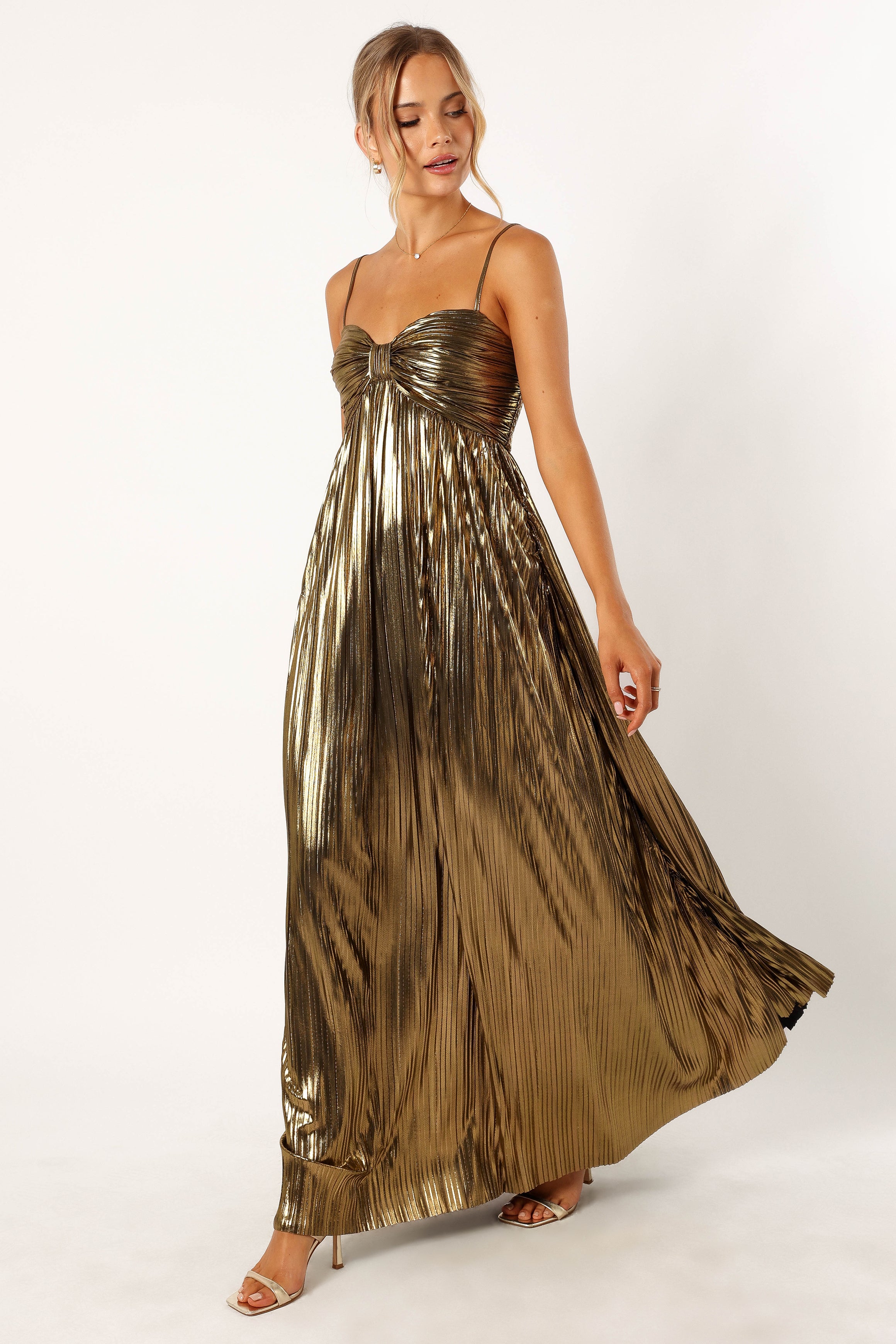 Kanthro Pleated Maxi Dress - Gold