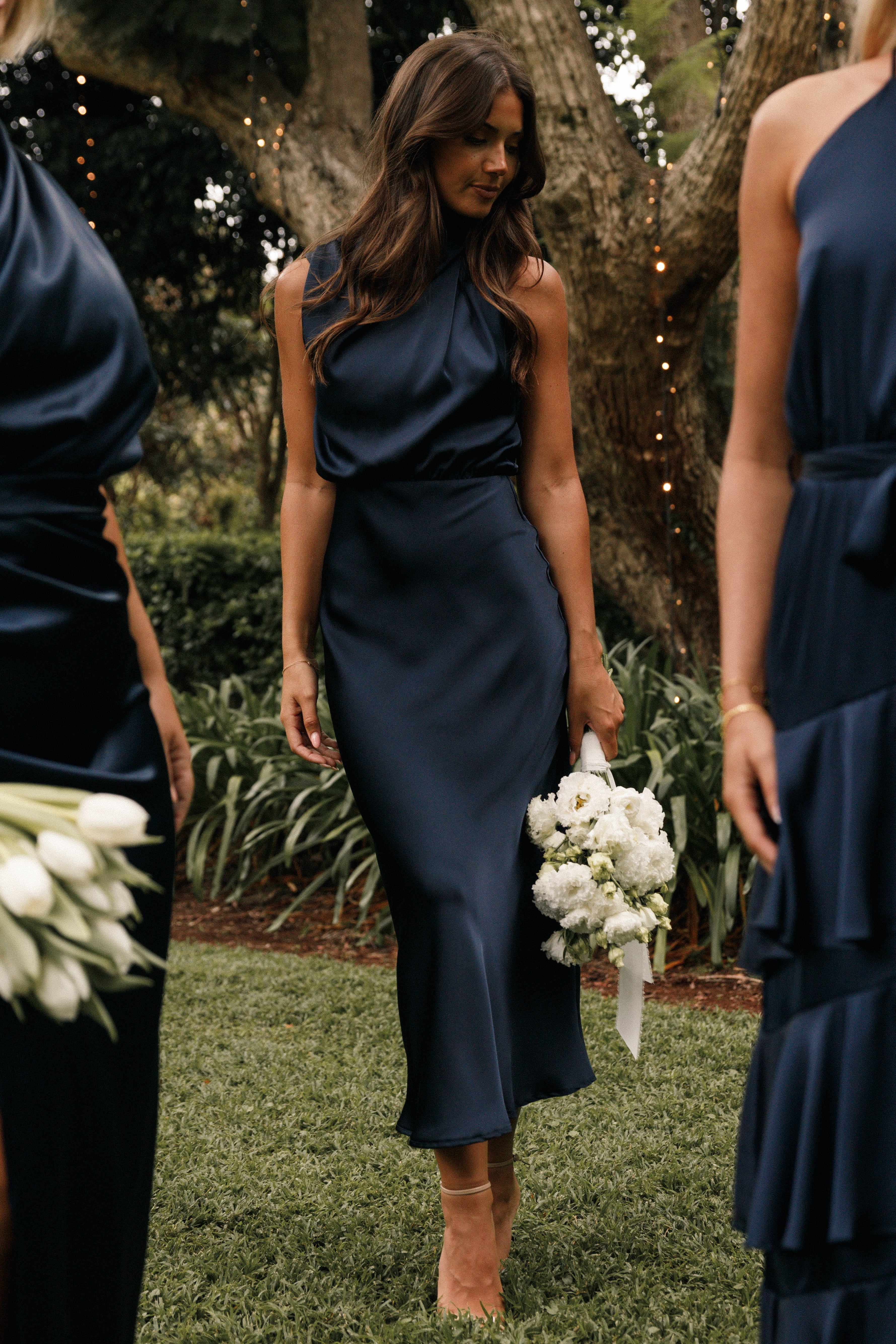 Anabelle Halter Neck Midi Dress - Navy