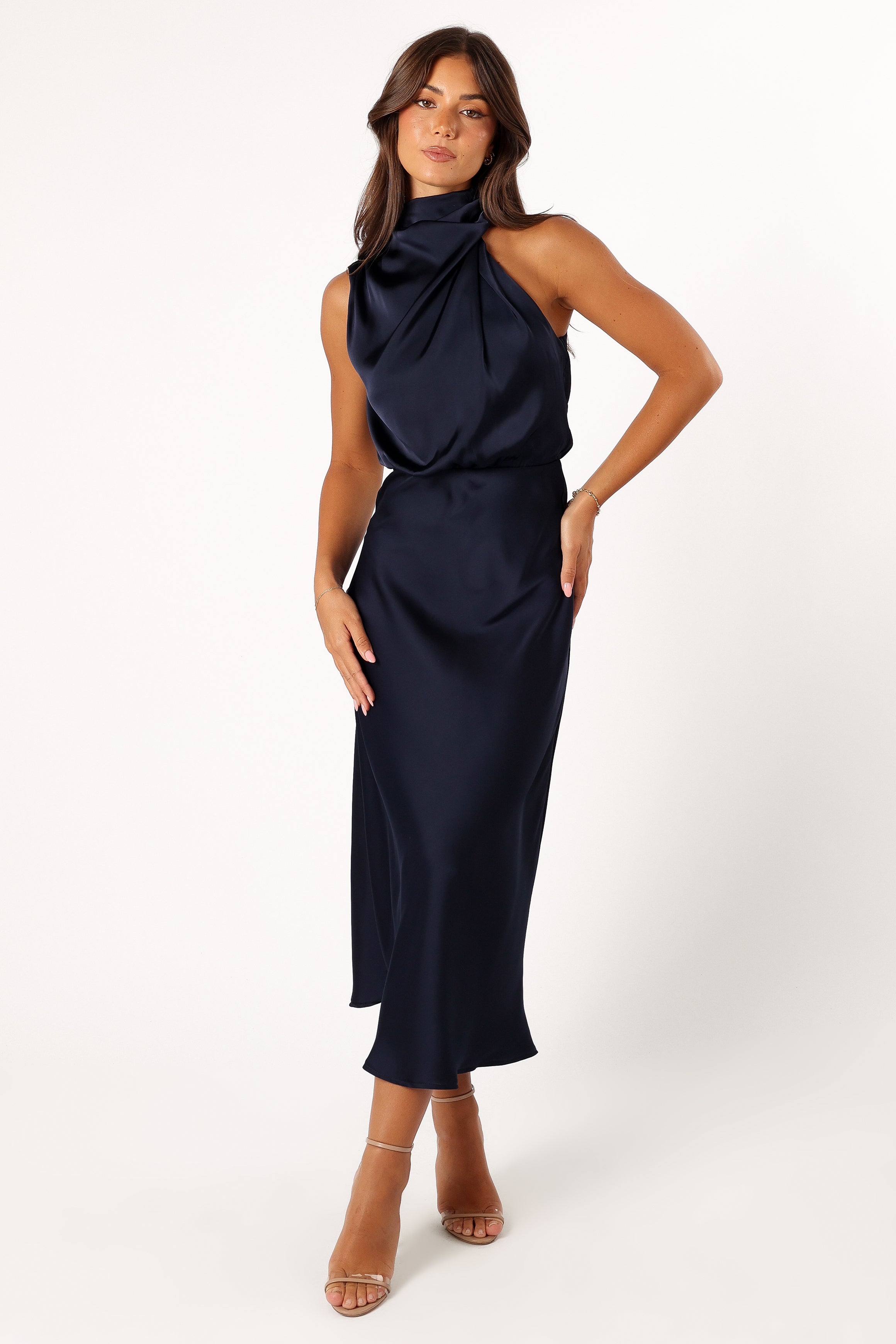 Anabelle Halter Neck Midi Dress - Navy