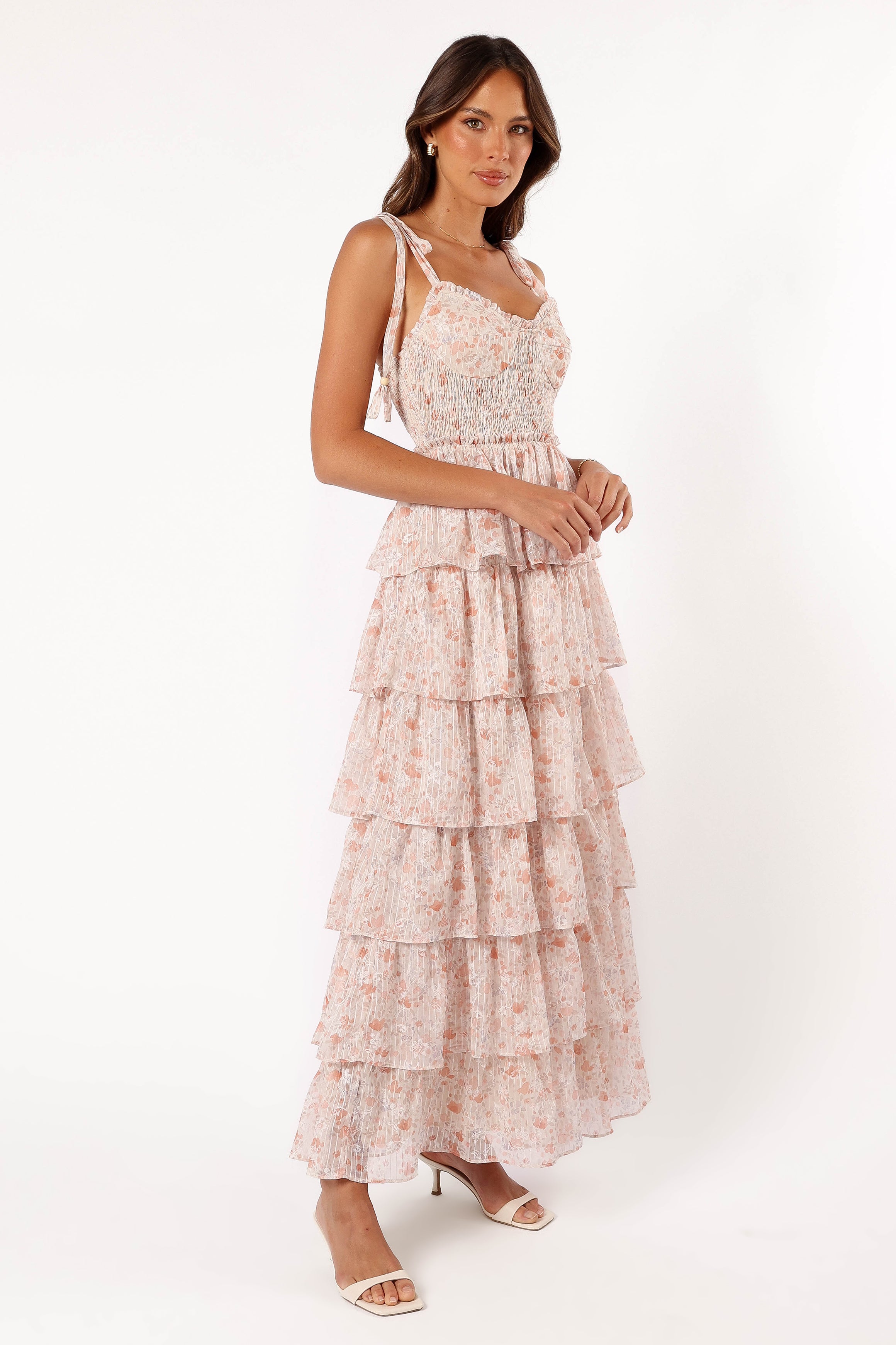 Kristah Maxi Dress - Peach Floral