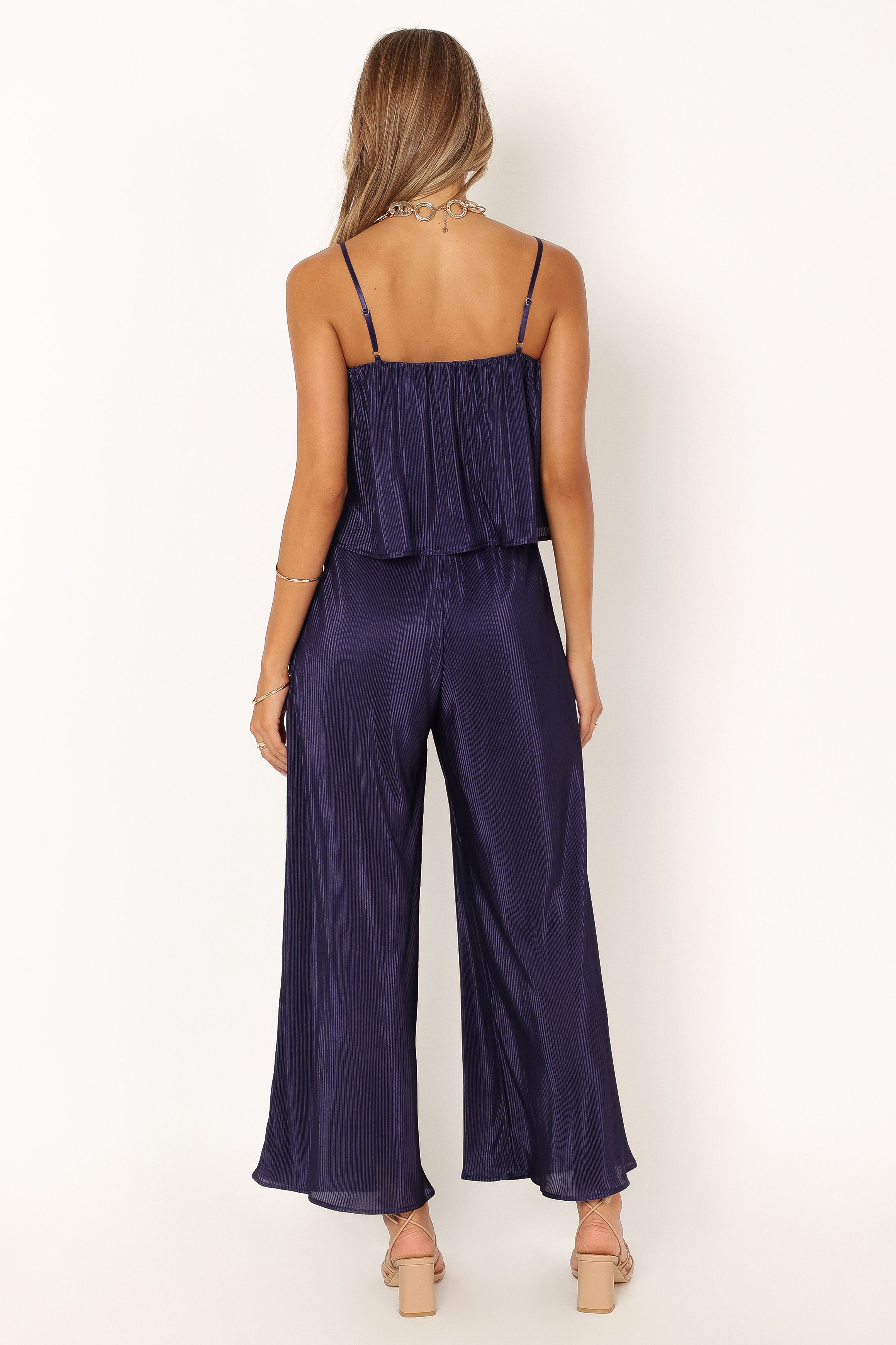 Jillian Plisse Jumpsuit - Navy