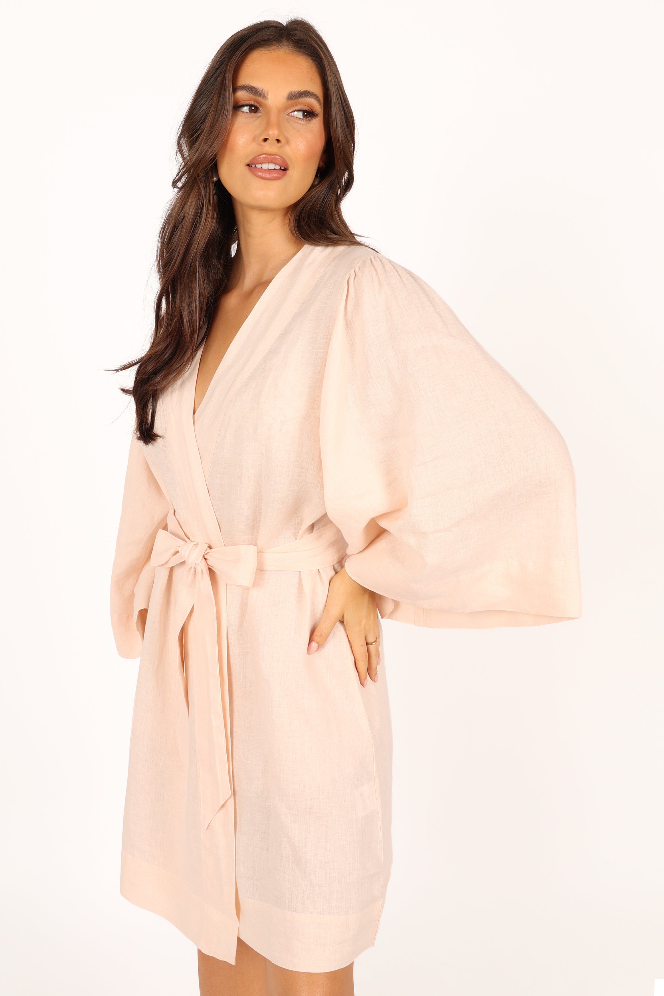 Nuala Linen Robe - Blush