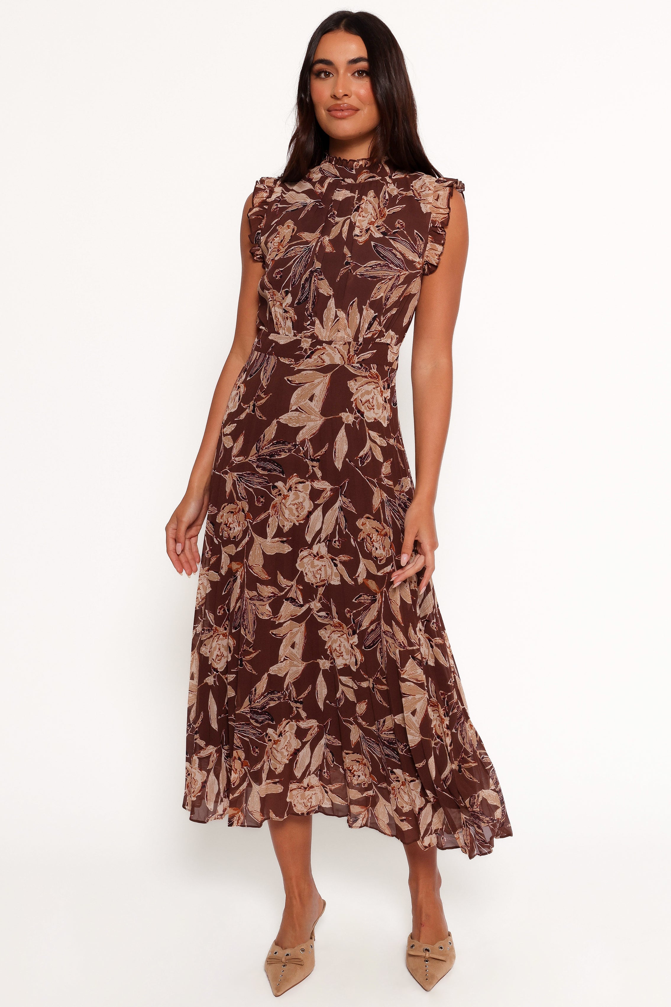 Delphine Maxi Dress - Brown Floral