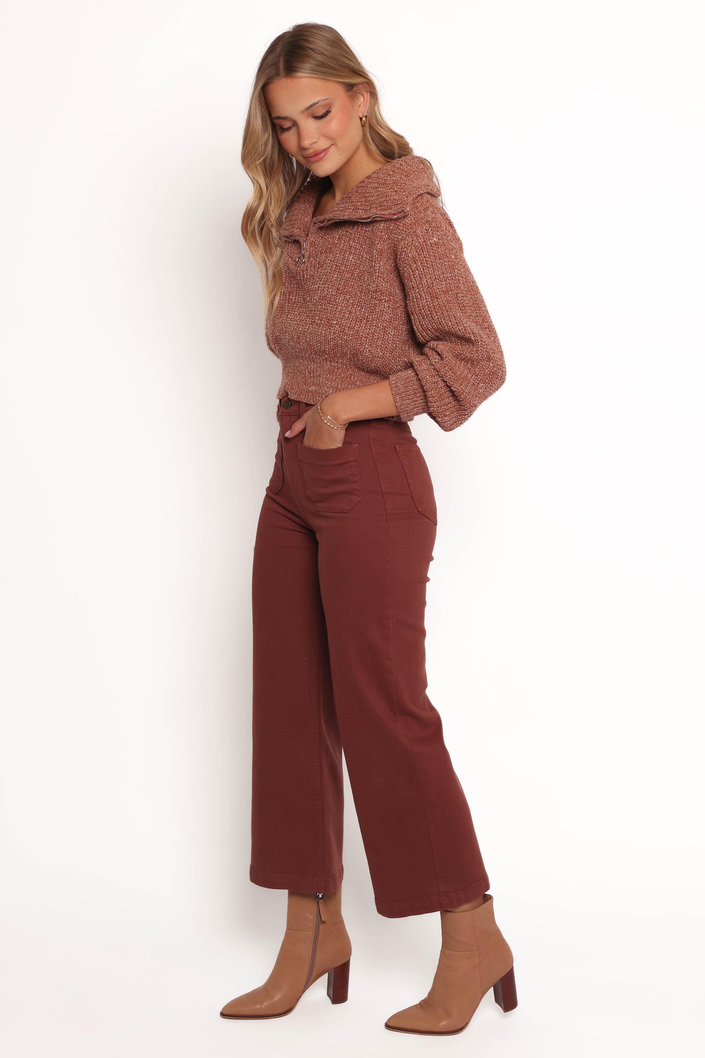 Noah High Rise Wide Leg Jean - Bronze