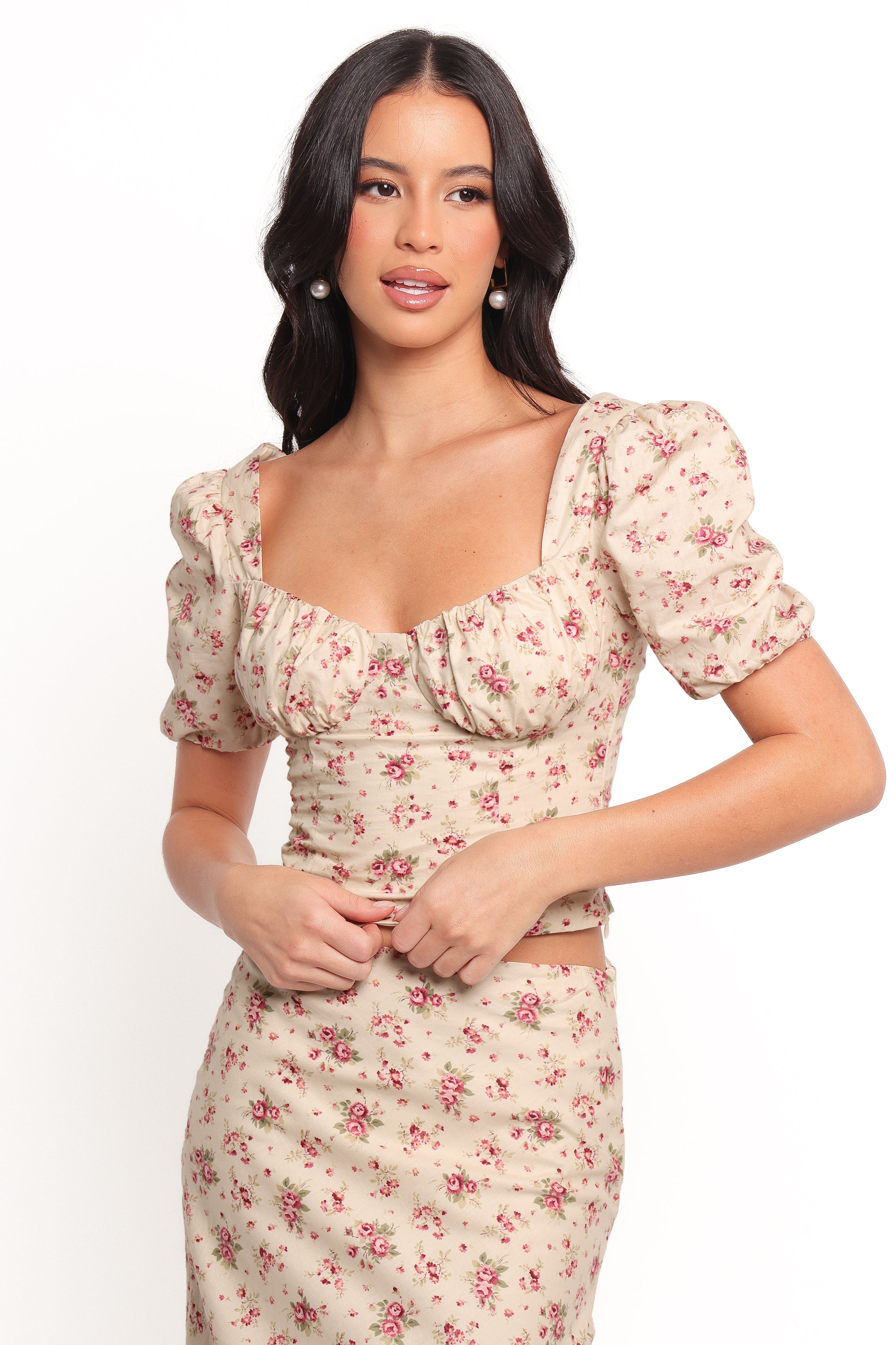 Annly Corset Top - Red Floral