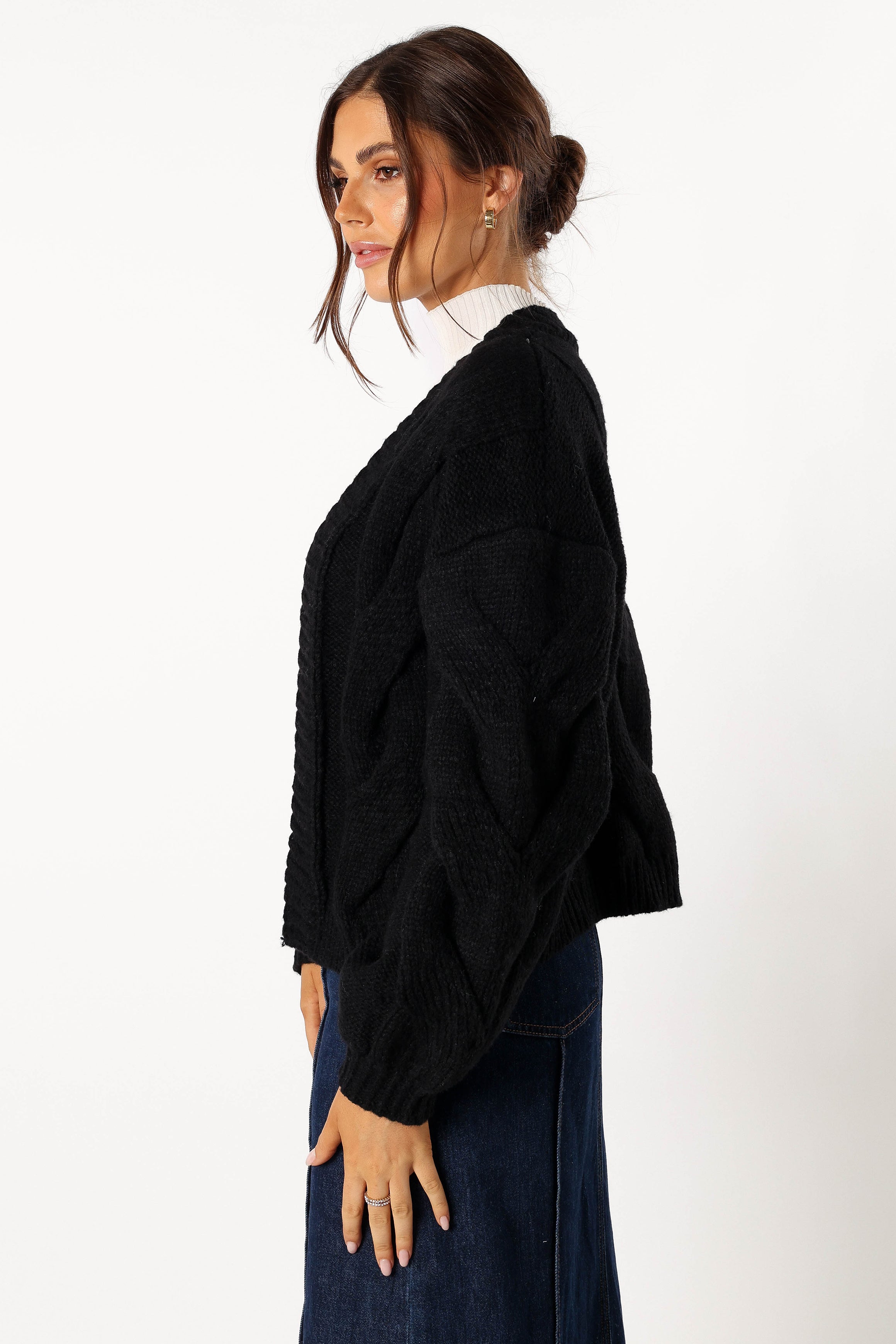 Oaklee Large Knit Back Cardigan - Black