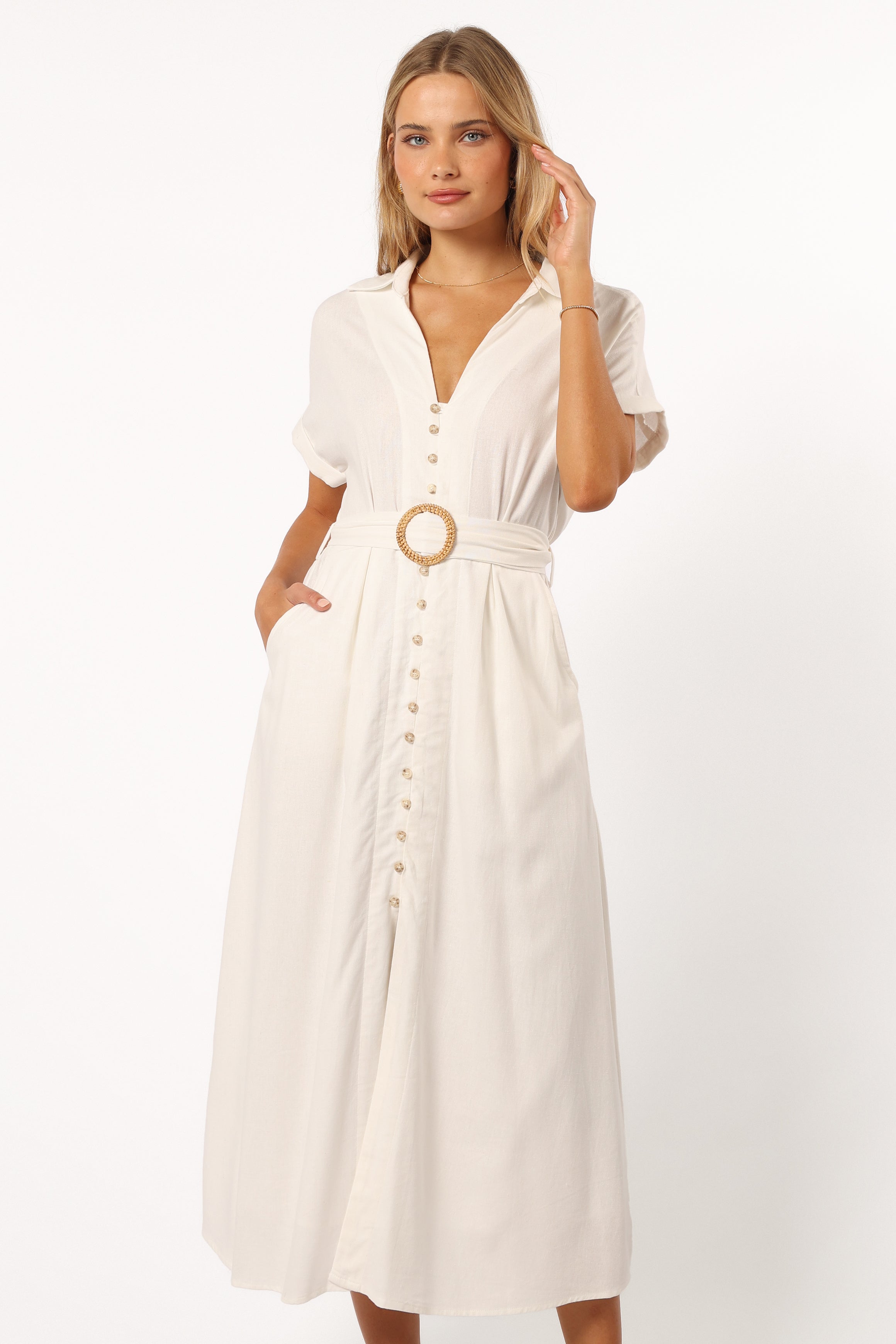 Orla Short Sleeve Midi Dress - Ivory