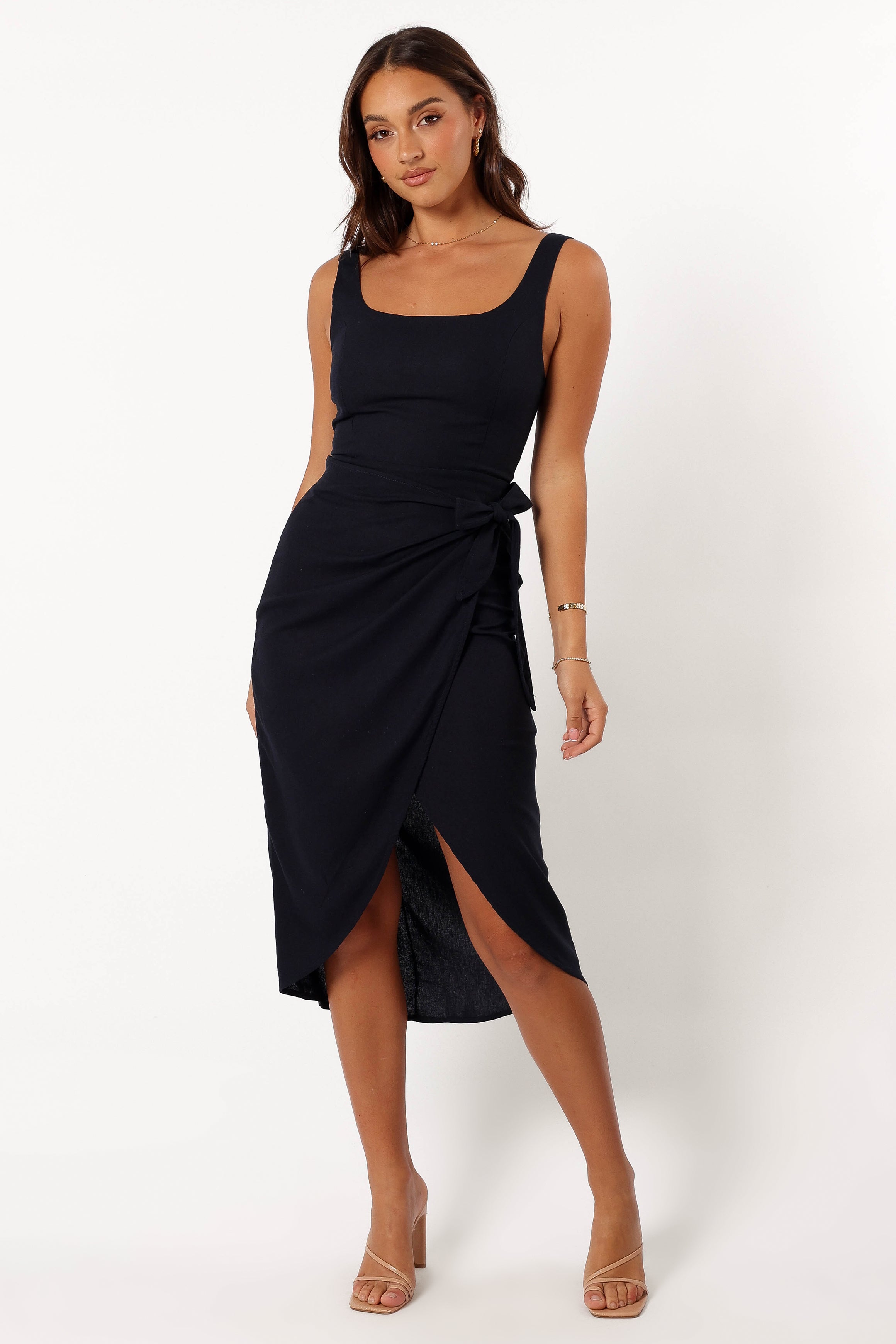 Misty Wrap Midi Dress - Navy