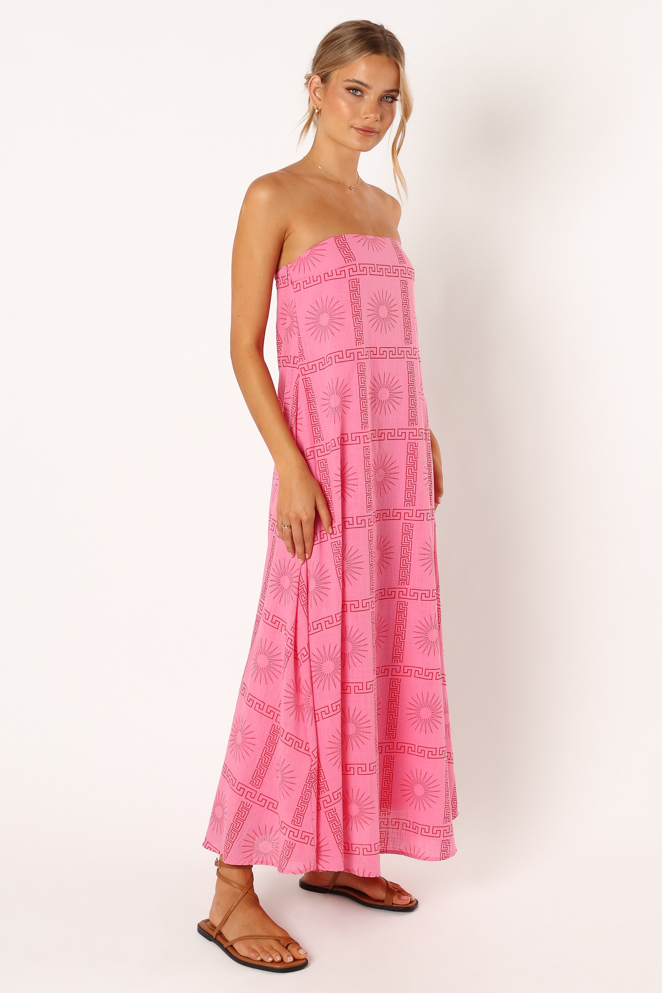 Soph Strapless Maxi Dress - Pink Red