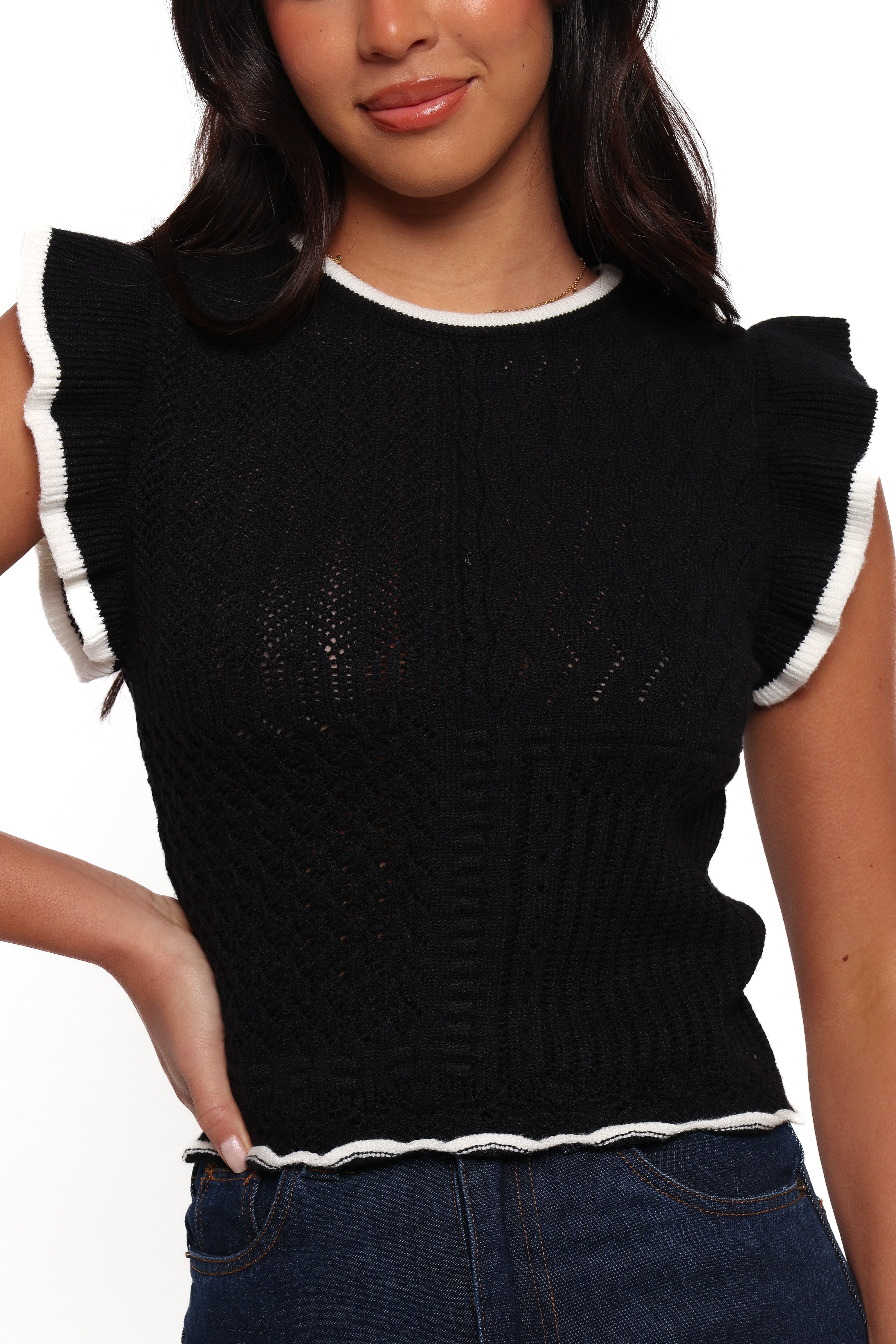 Abby Knit Top - Black White