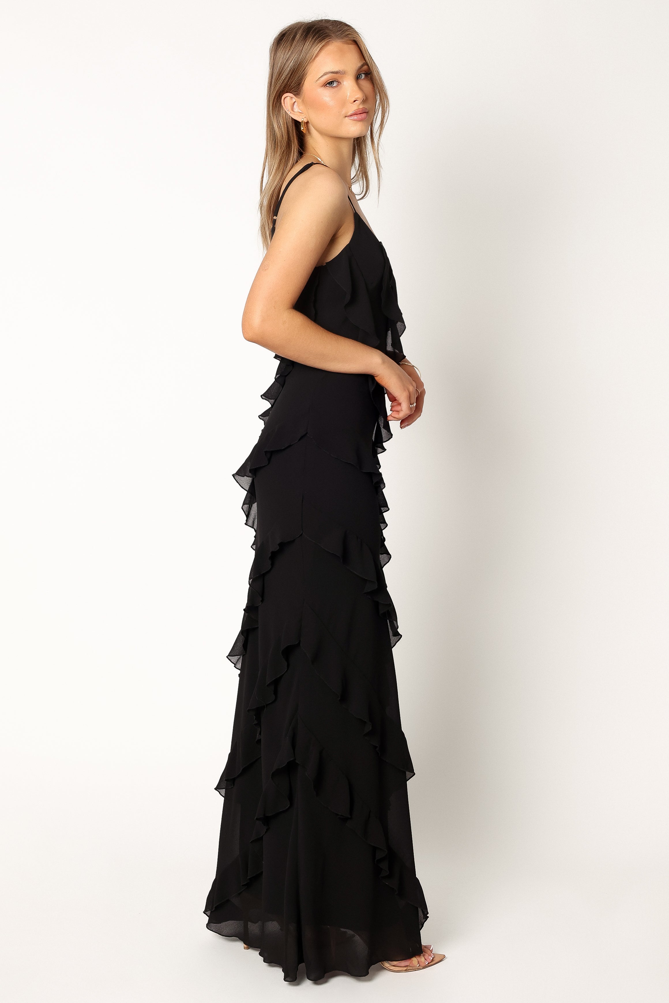 Ciao Ruffles Maxi Dress - Black