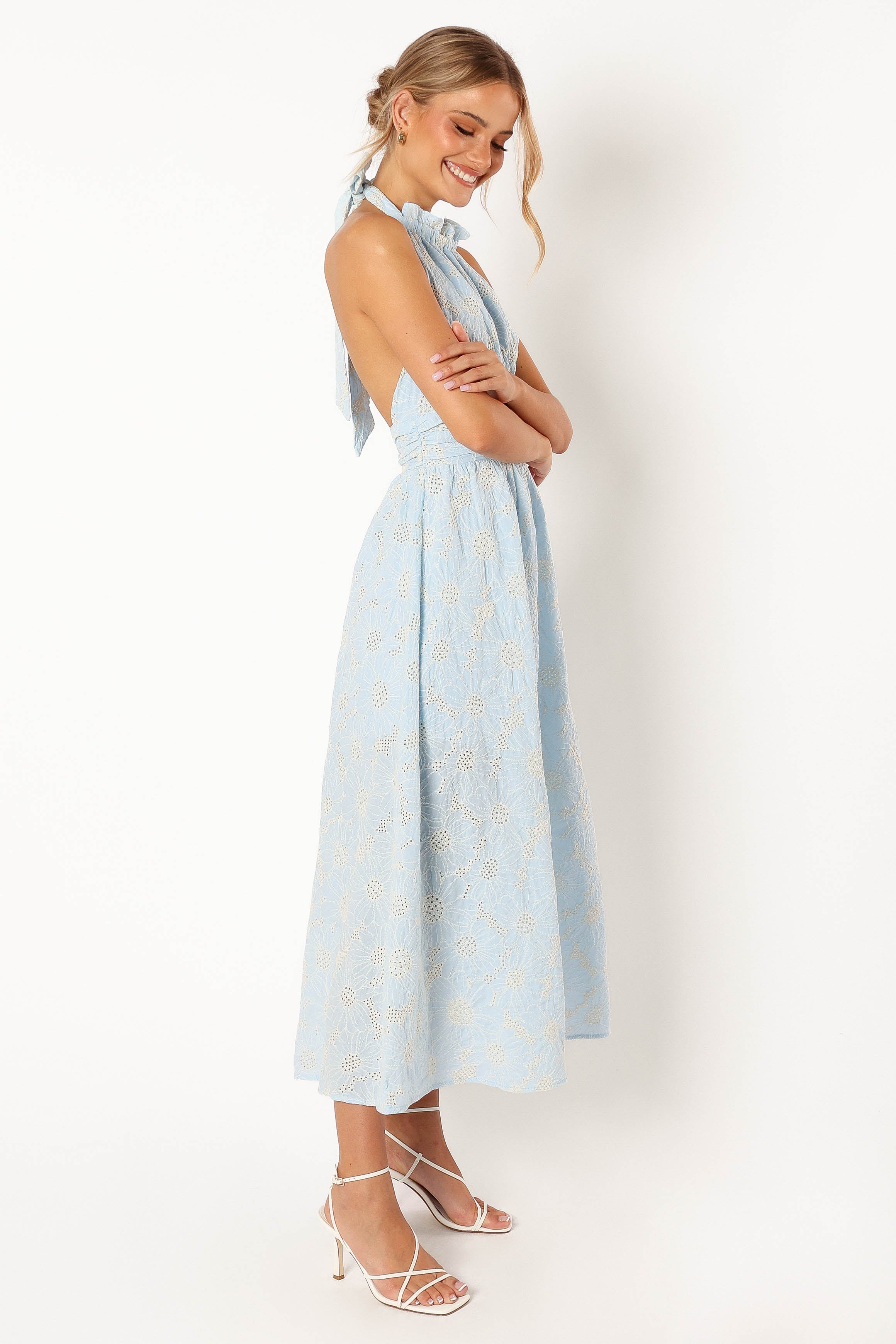 Taila Halterneck Midi Dress - Blue Floral