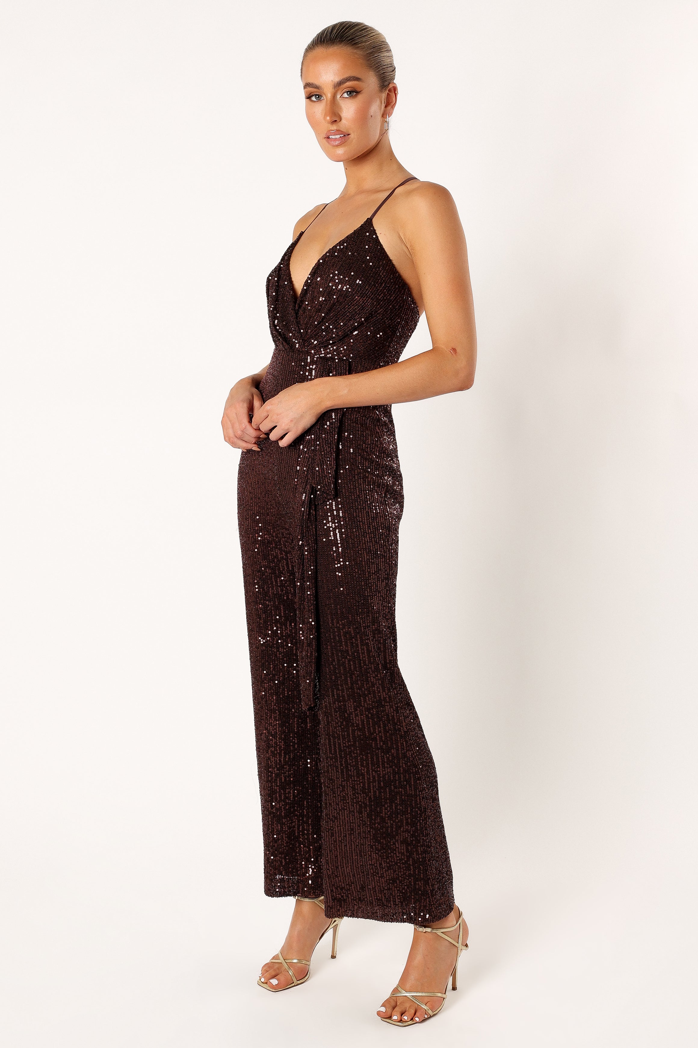 Monique Sequin Jumpsuit - Brown