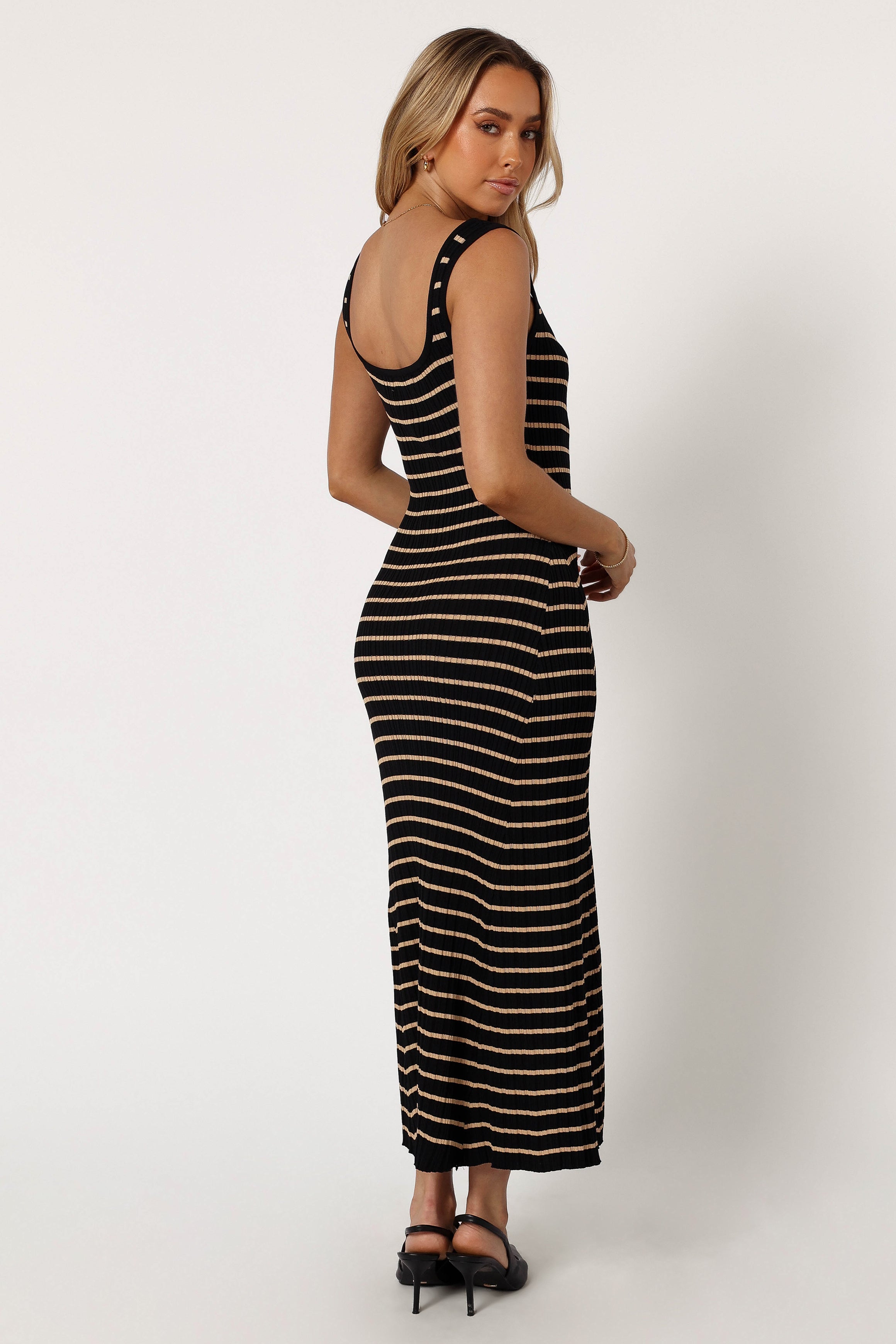 Henry Striped Midi Dress - Black Beige