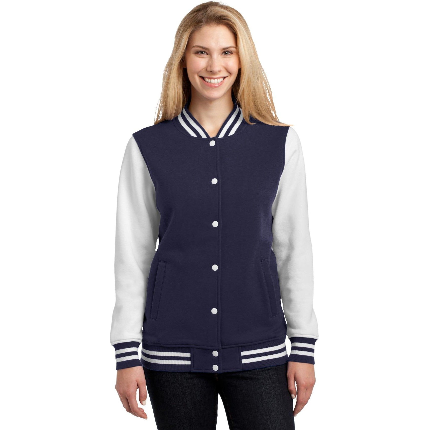 CLOSEOUT - Sport-Tek Ladies Fleece Letterman Jacket