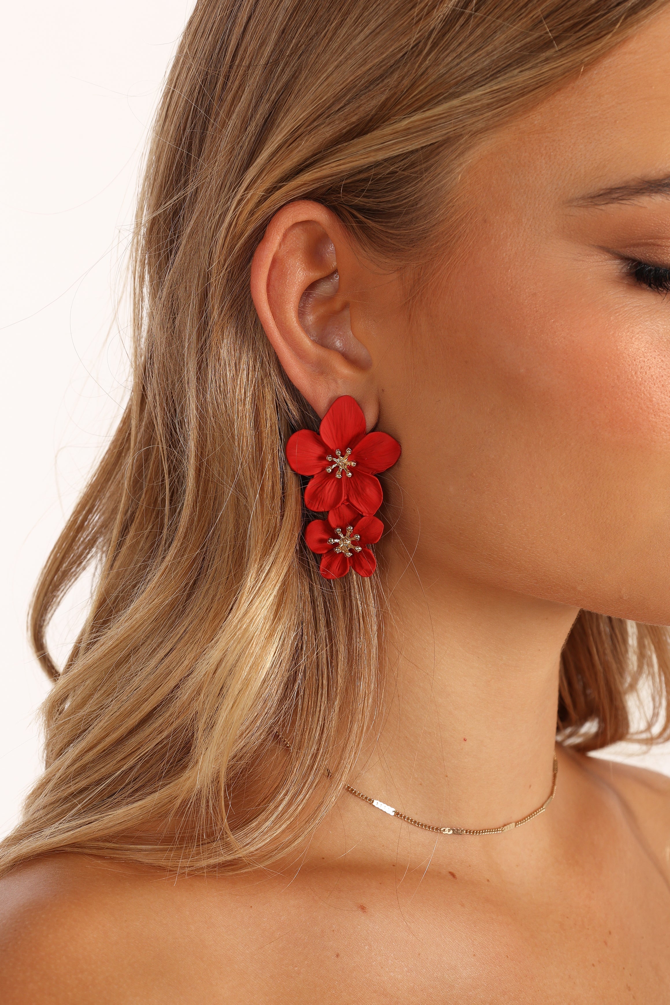 Claret Statement Earrings - Red