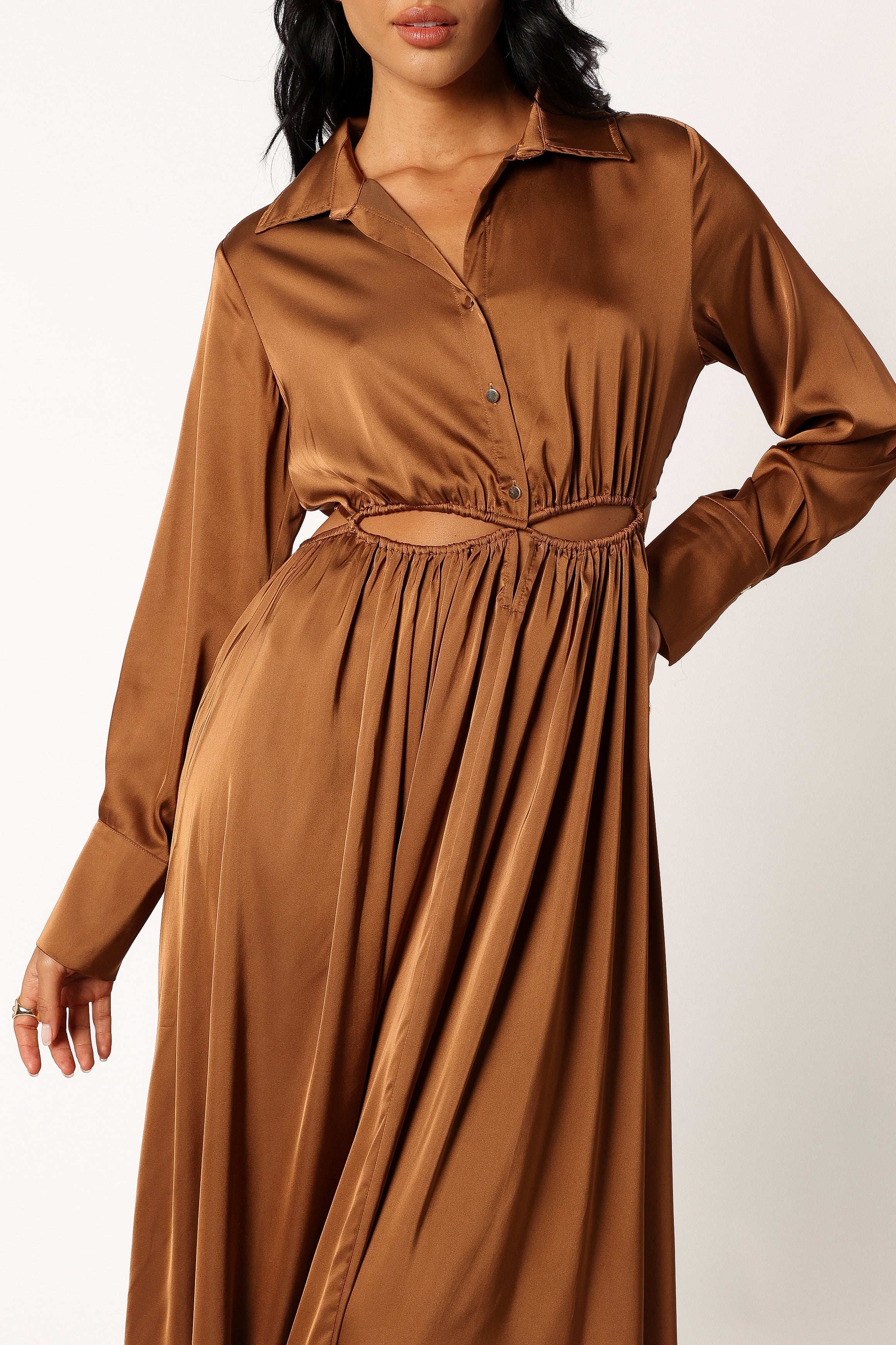 Jett Long Sleeve Midi Dress - Bronze