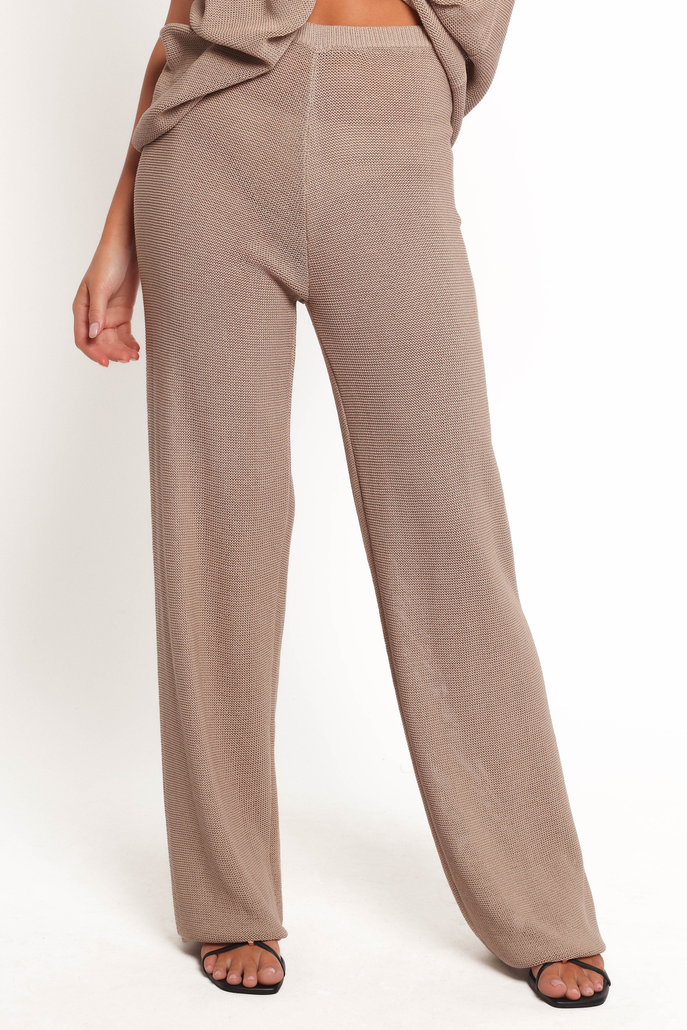 Stassia Knitted Pant Set - Brown