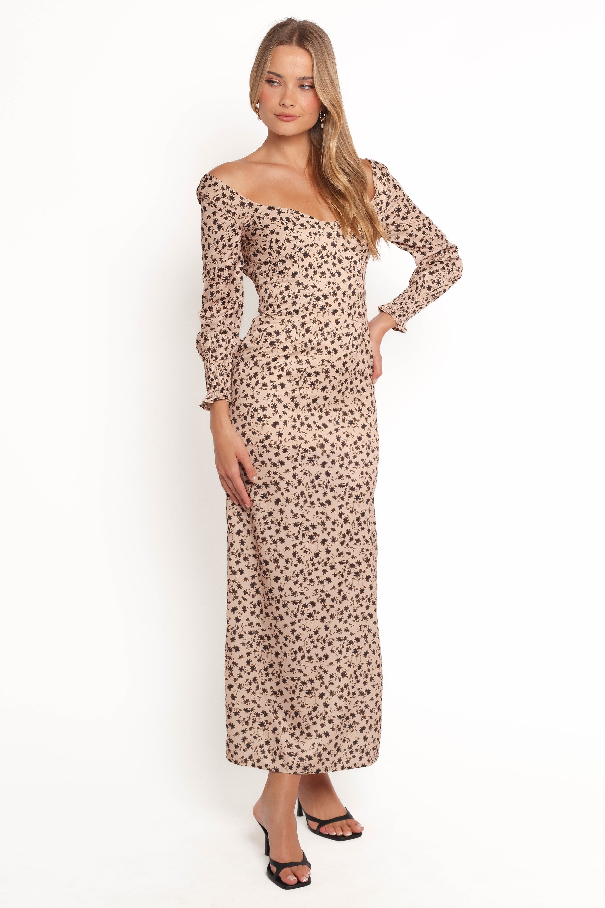 Gisella Long Sleeve Midi - Brown Floral