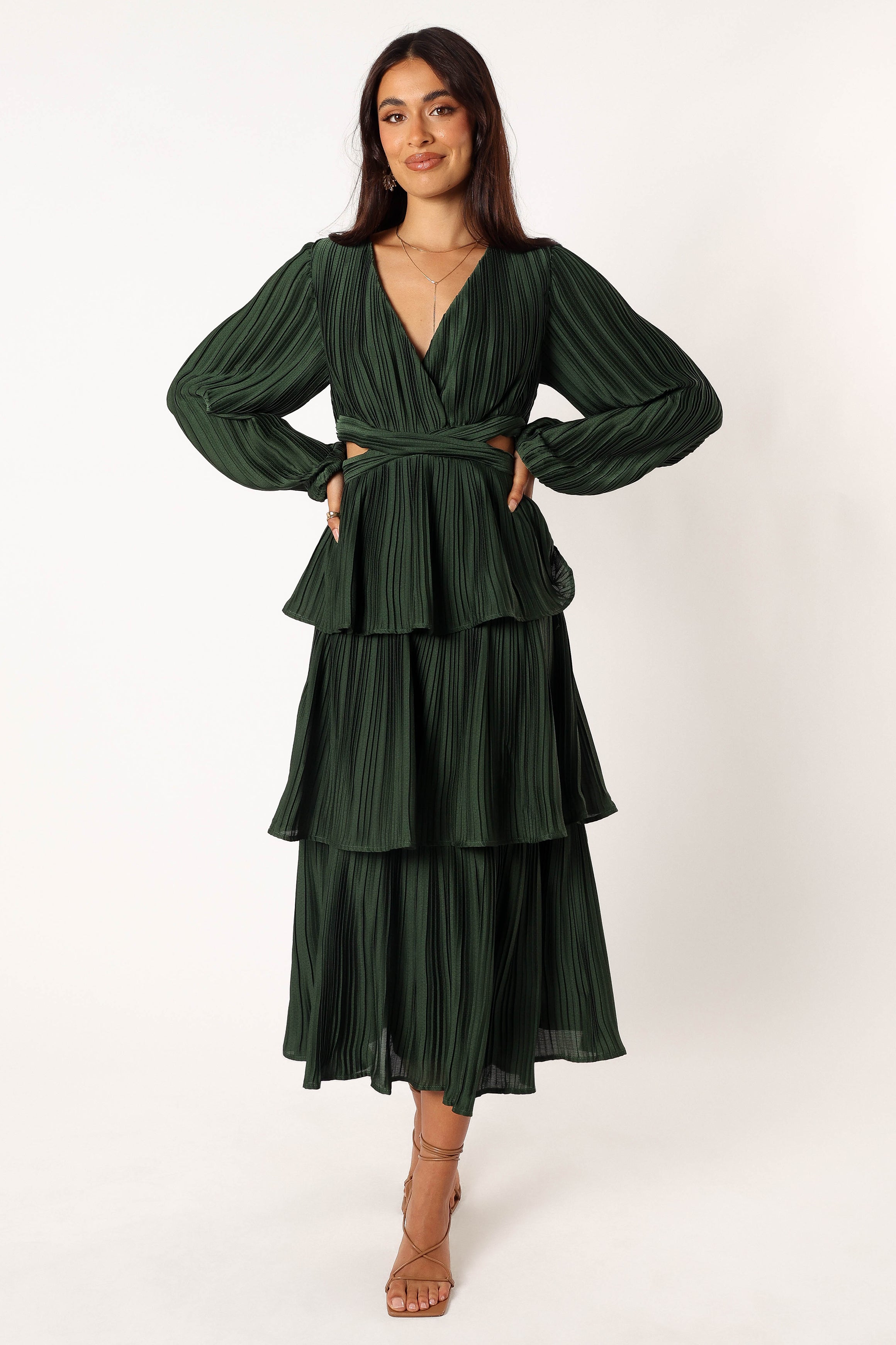 Pippa Long Sleeve Midi Dress - Emerald