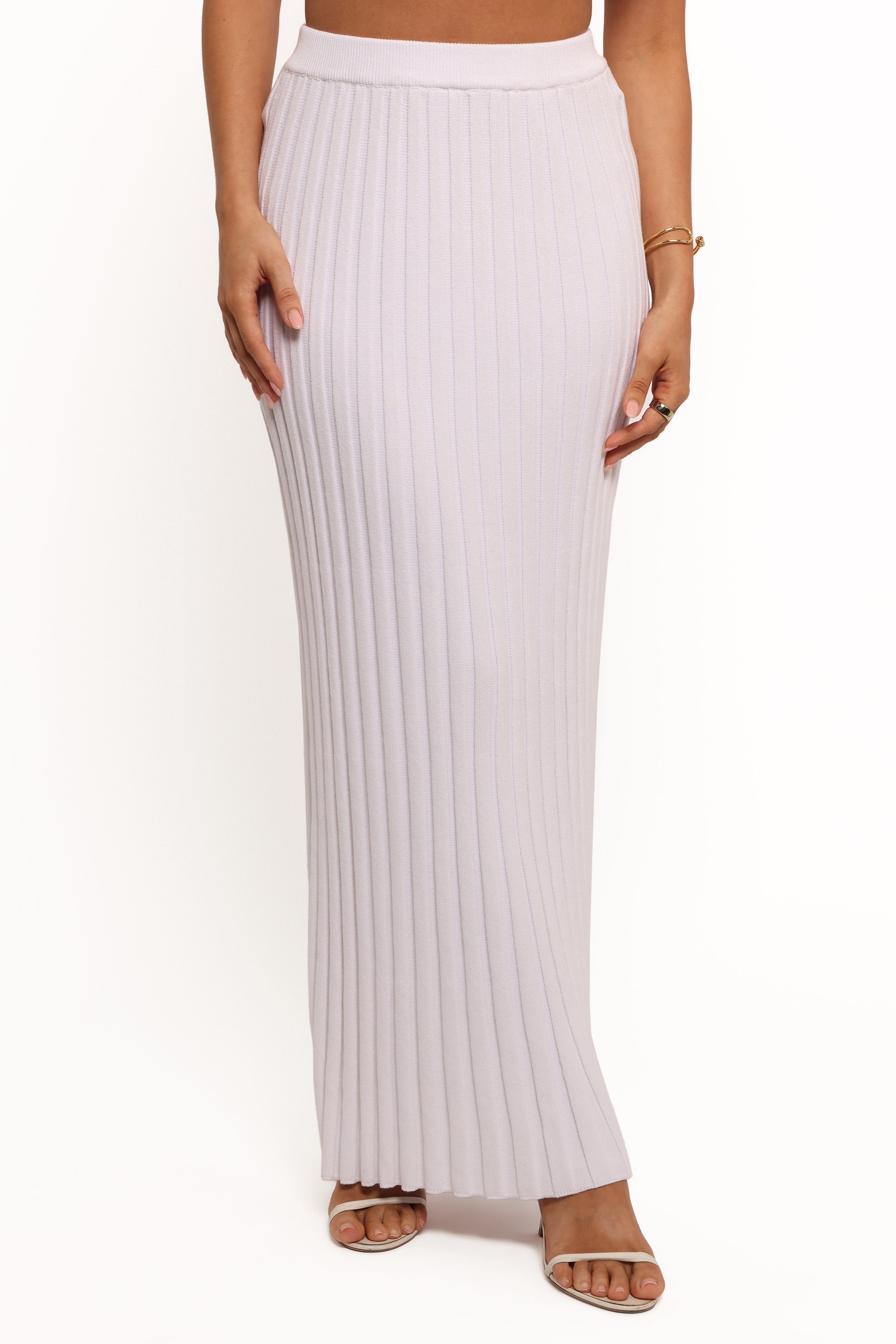 Kya Ribbed Knit Maxi Skirt - White