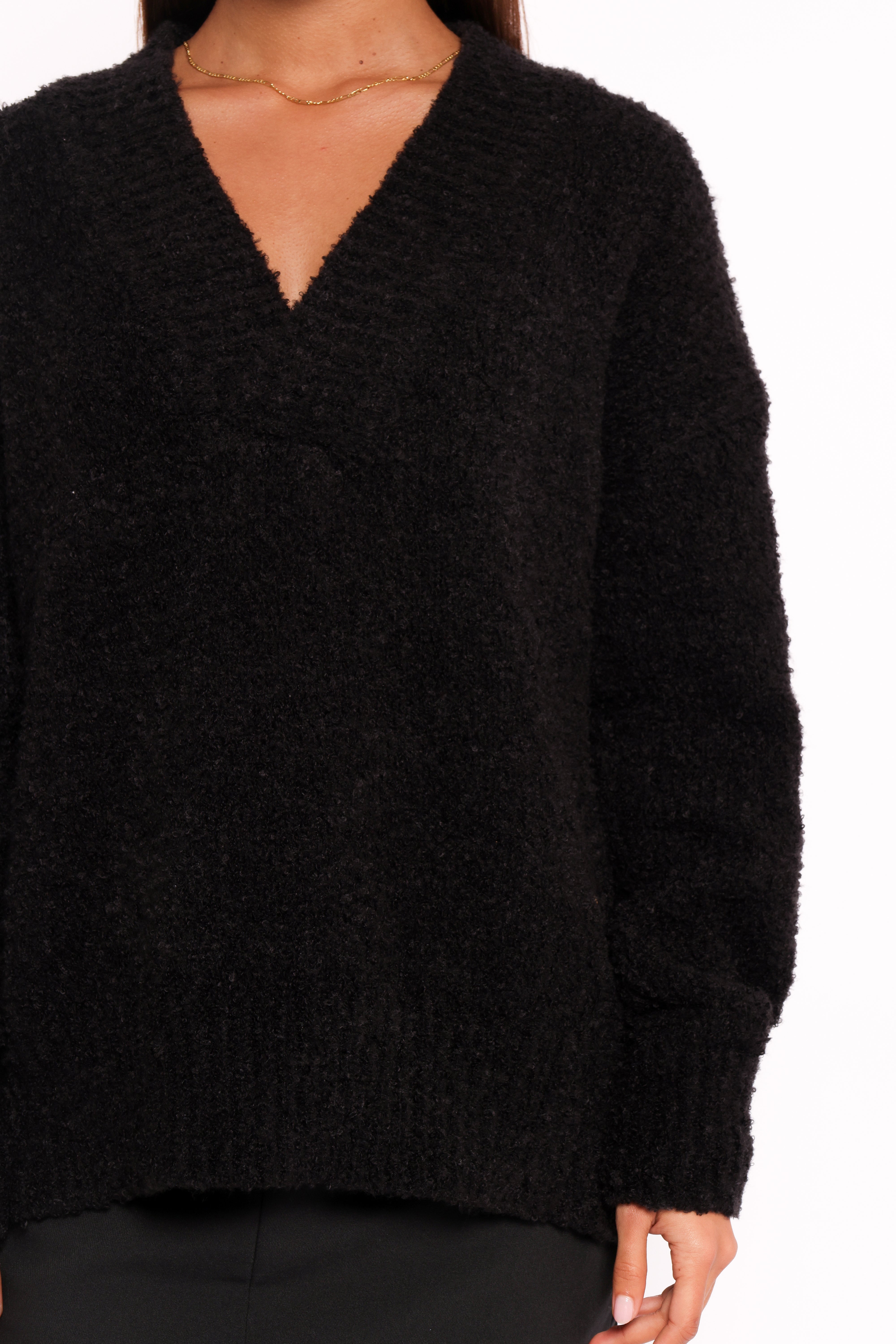 Charisma Vneck Knit Sweater - Black