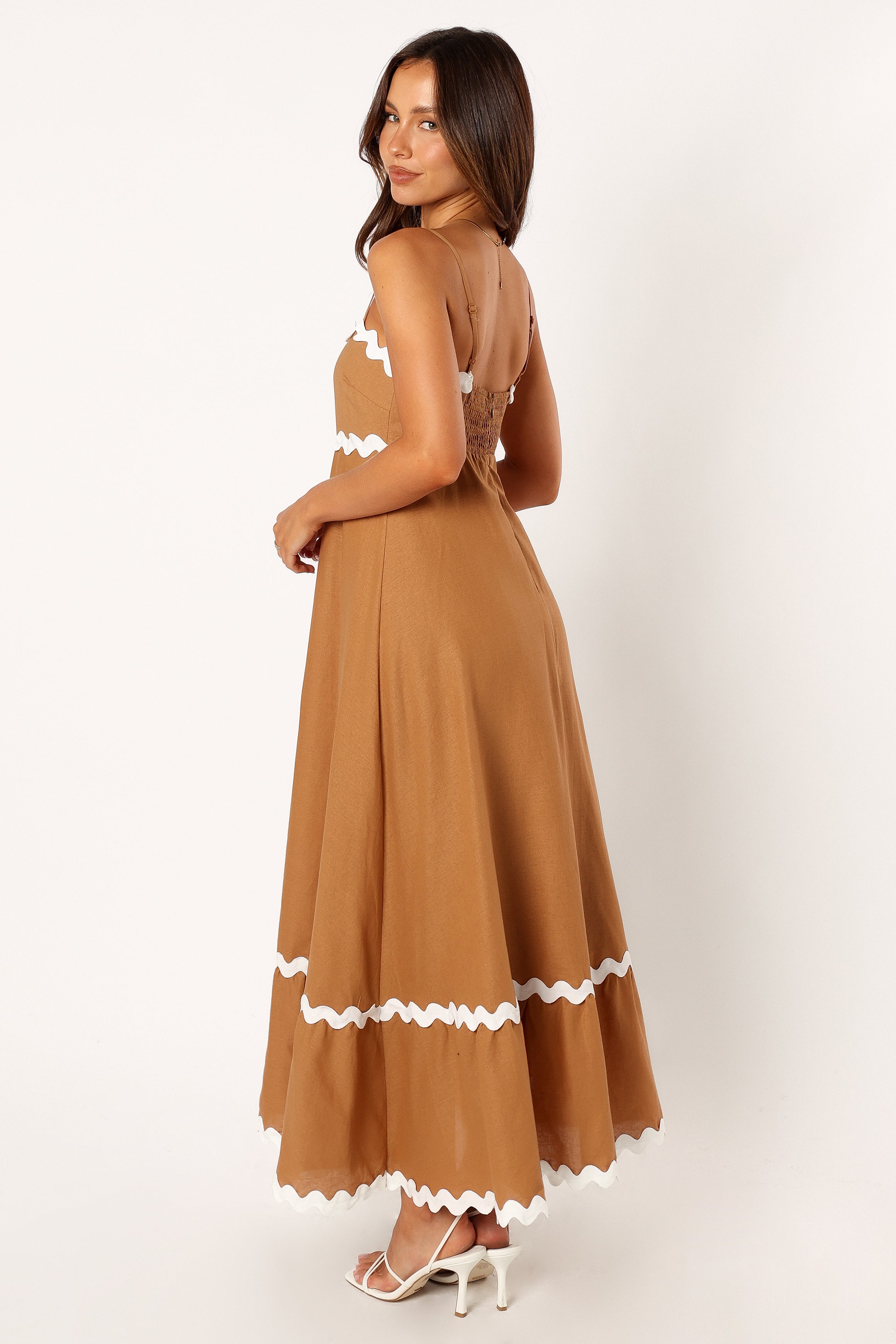 Yana Maxi Dress - Tan White