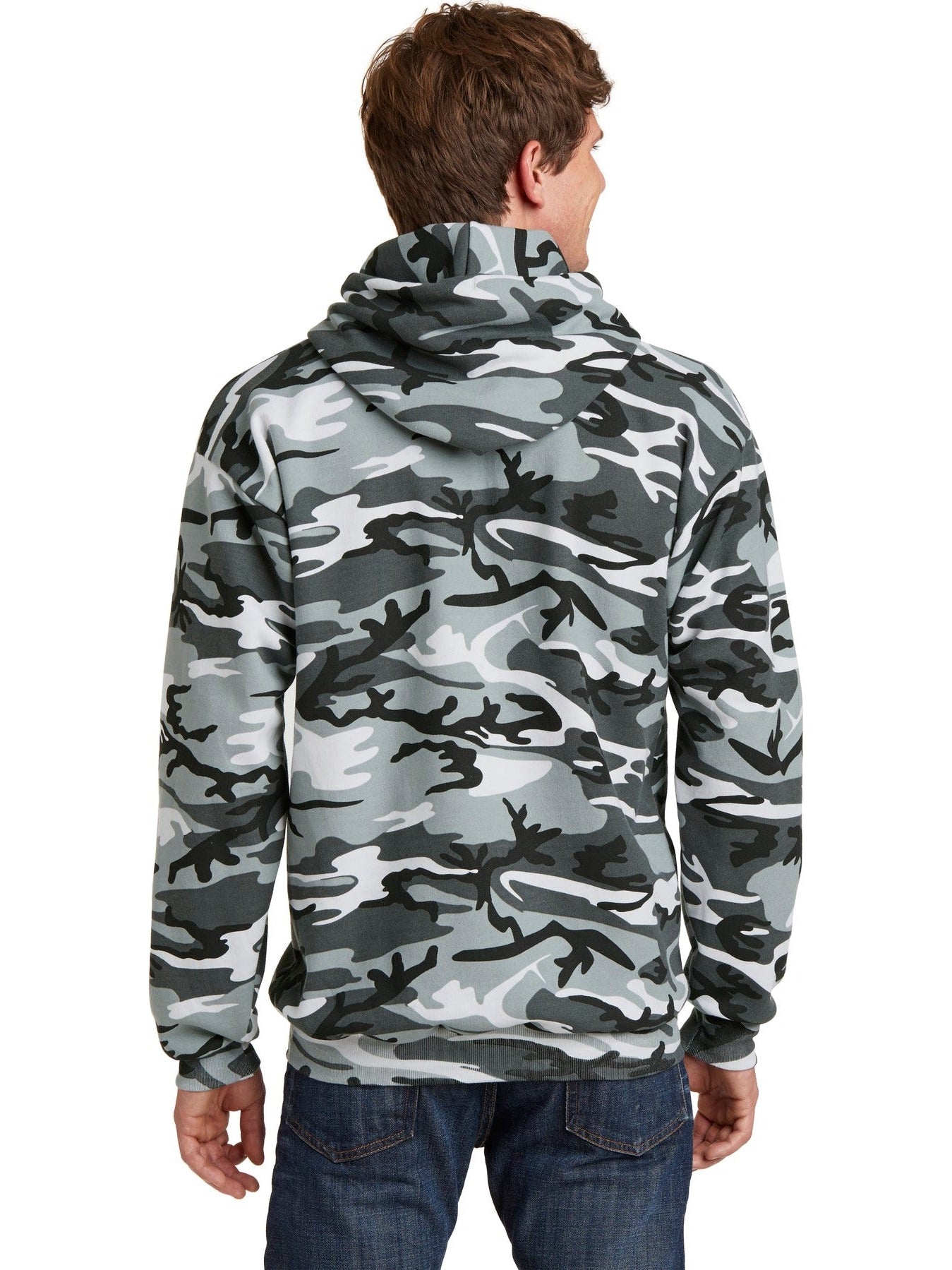 OUTLET-Port & Company Core Fleece Camo Pullover Hooded Sweatshirt