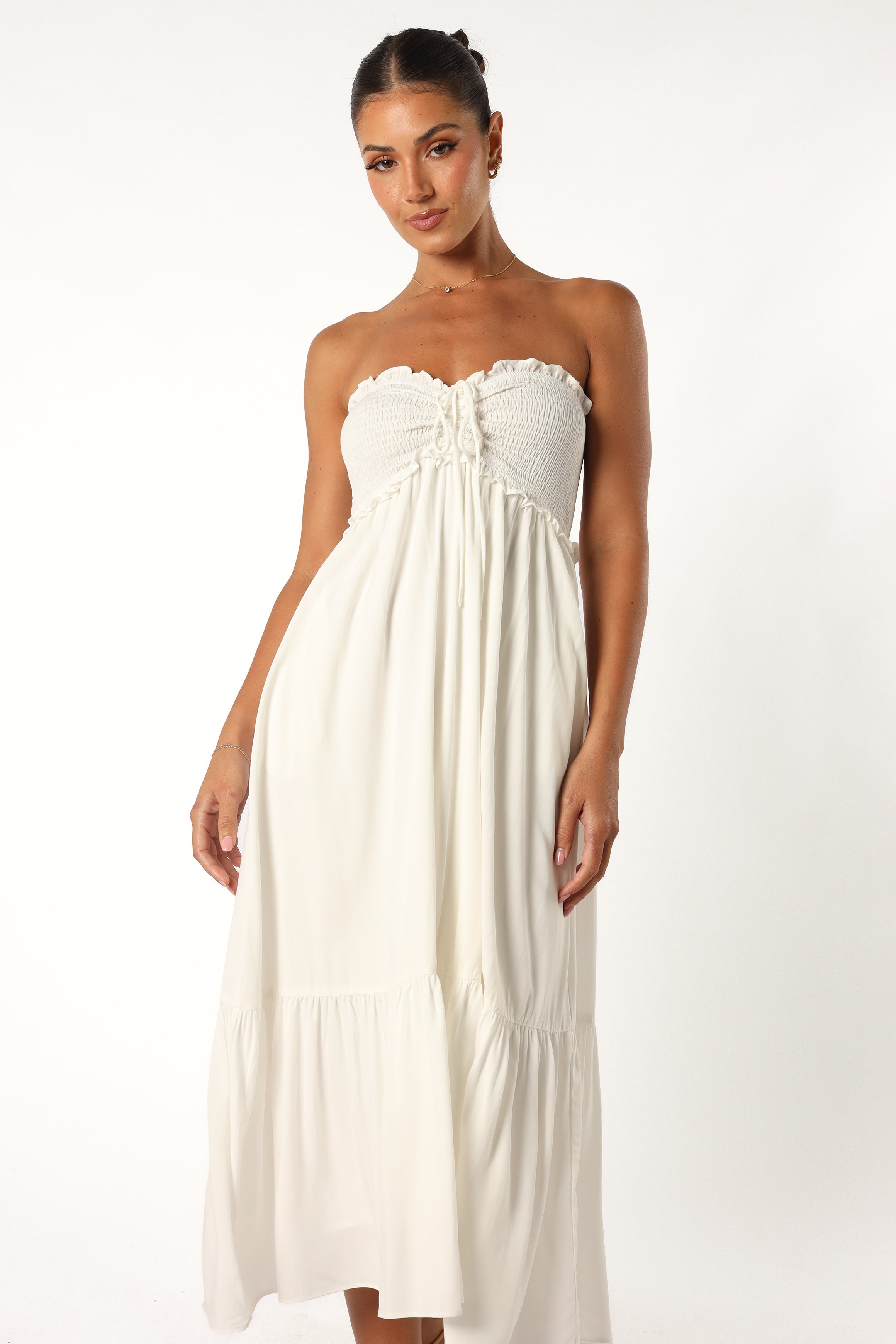 Dayton Strapless Midi Dress - White