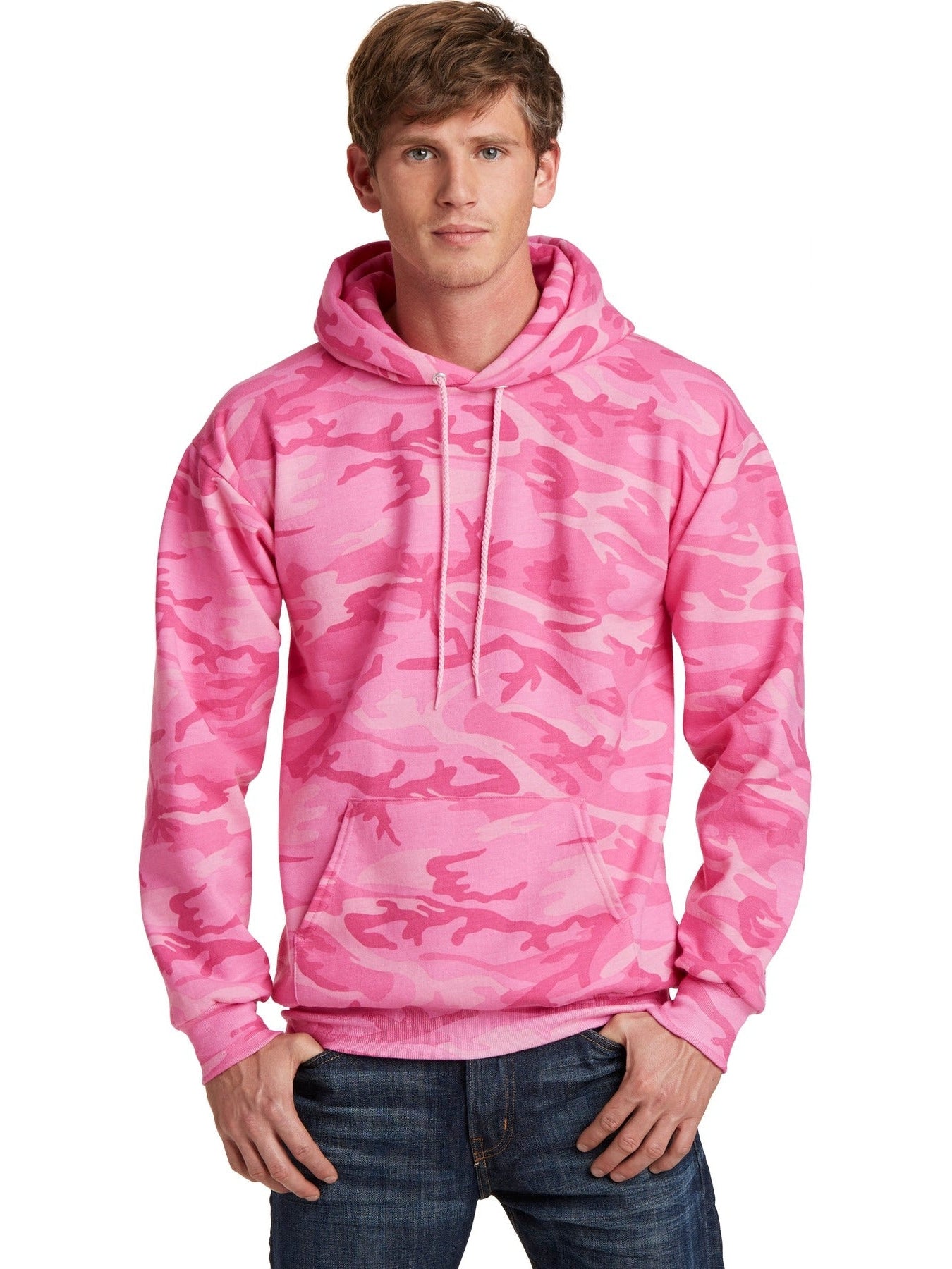 OUTLET-Port & Company Core Fleece Camo Pullover Hooded Sweatshirt